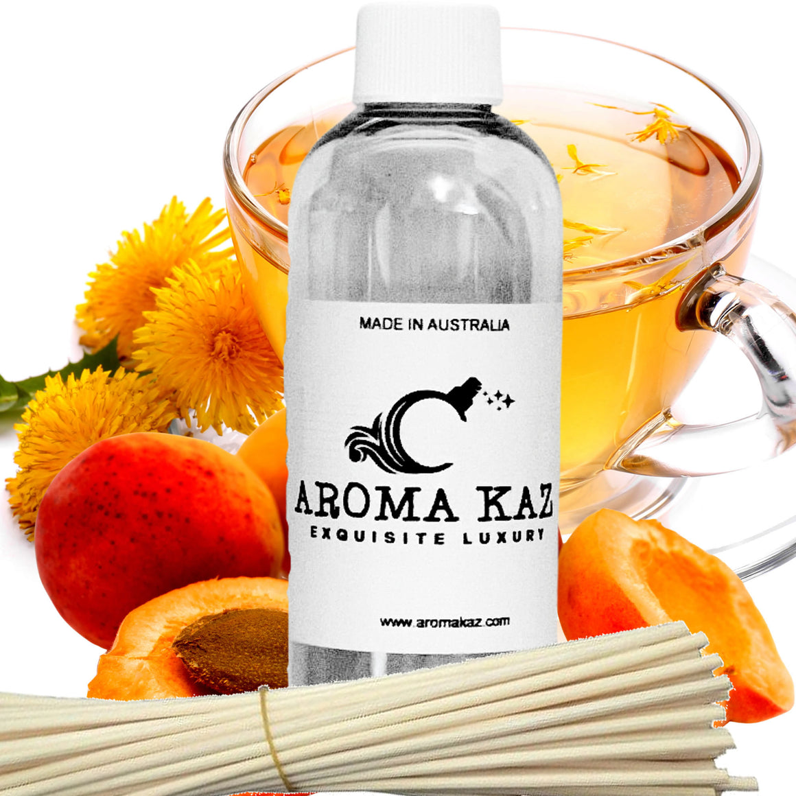 Apricot White Tea Diffuser Fragrance Oil with Reeds – Vegan Cruelty-Free Home Aroma