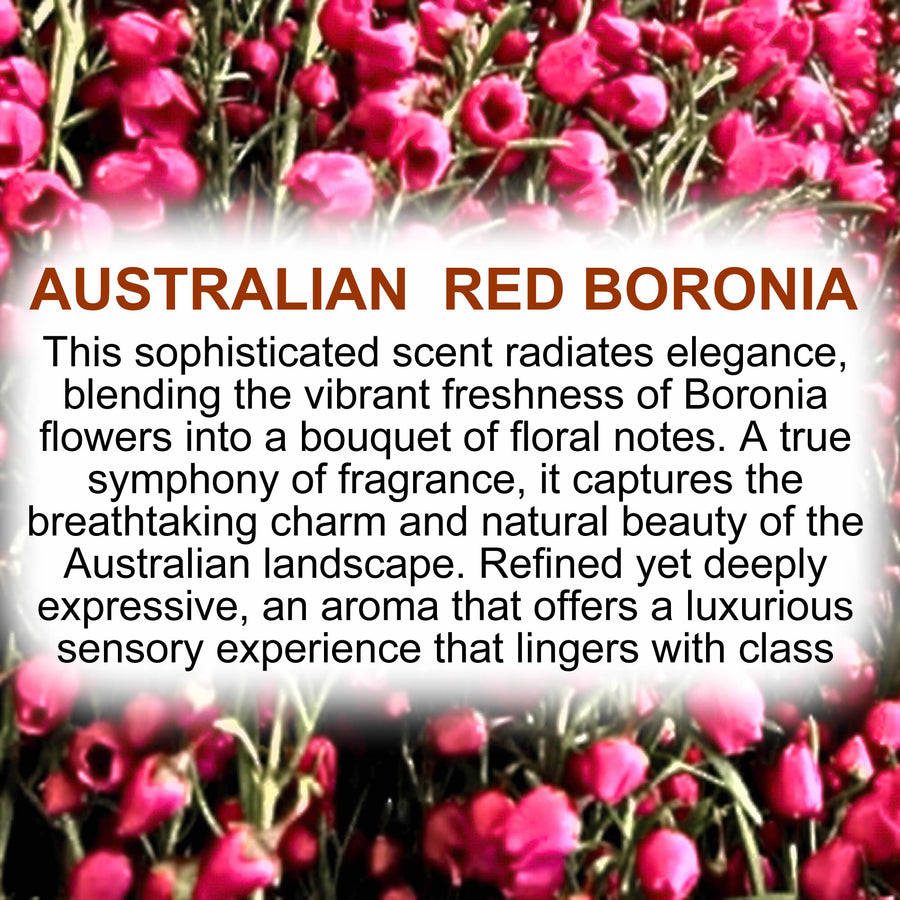 Australian Red Boronia Pillar Candle – Plant-Based, Eco-Friendly, Vegan, Cruelty Free