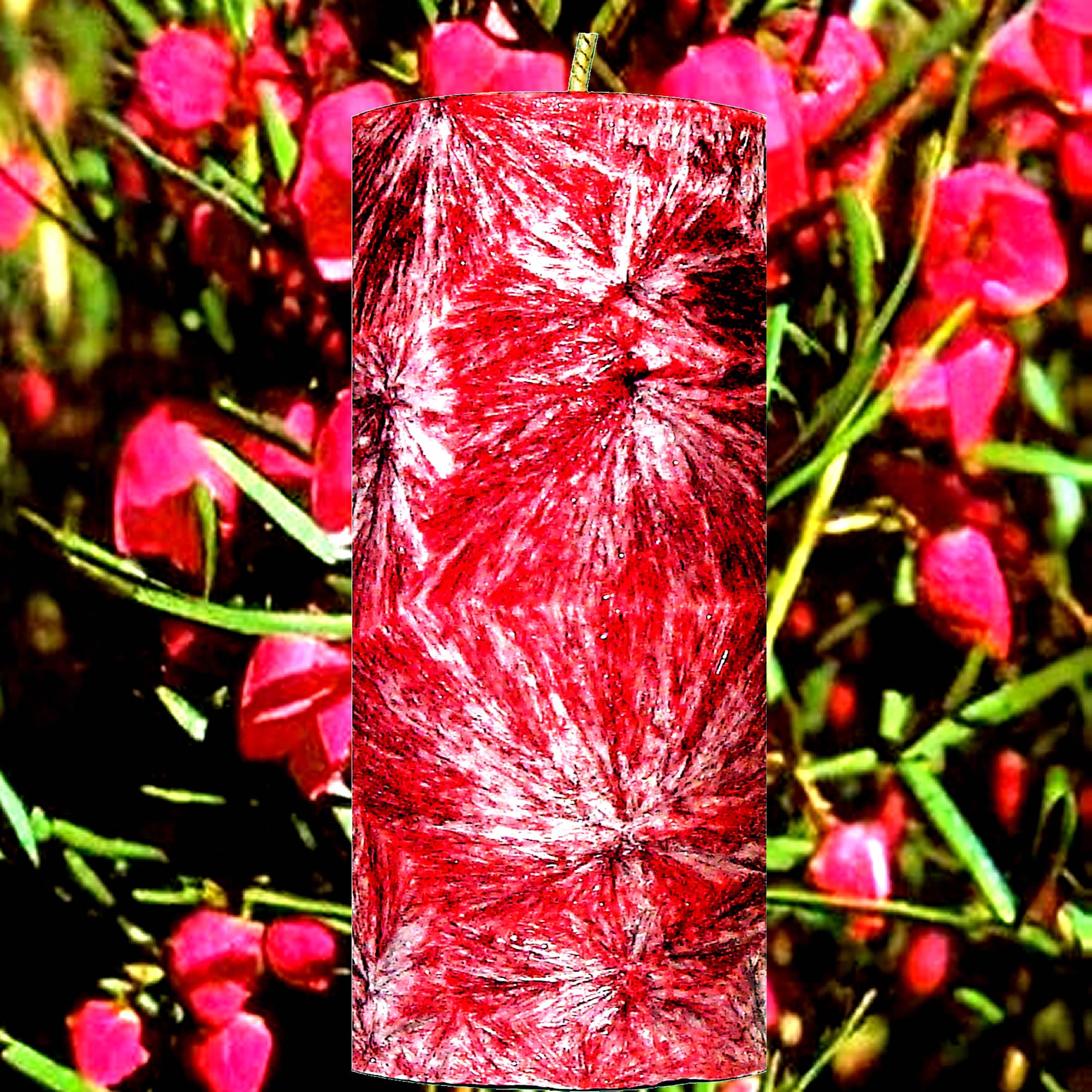 Australian Red Boronia Pillar Candle – Plant-Based, Eco-Friendly, Vegan, Cruelty Free