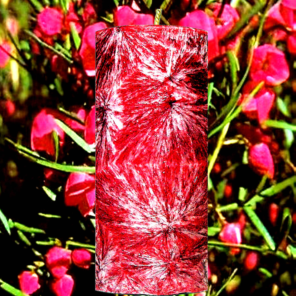 Australian Red Boronia Pillar Candle – Plant-Based, Eco-Friendly, Vegan, Cruelty Free