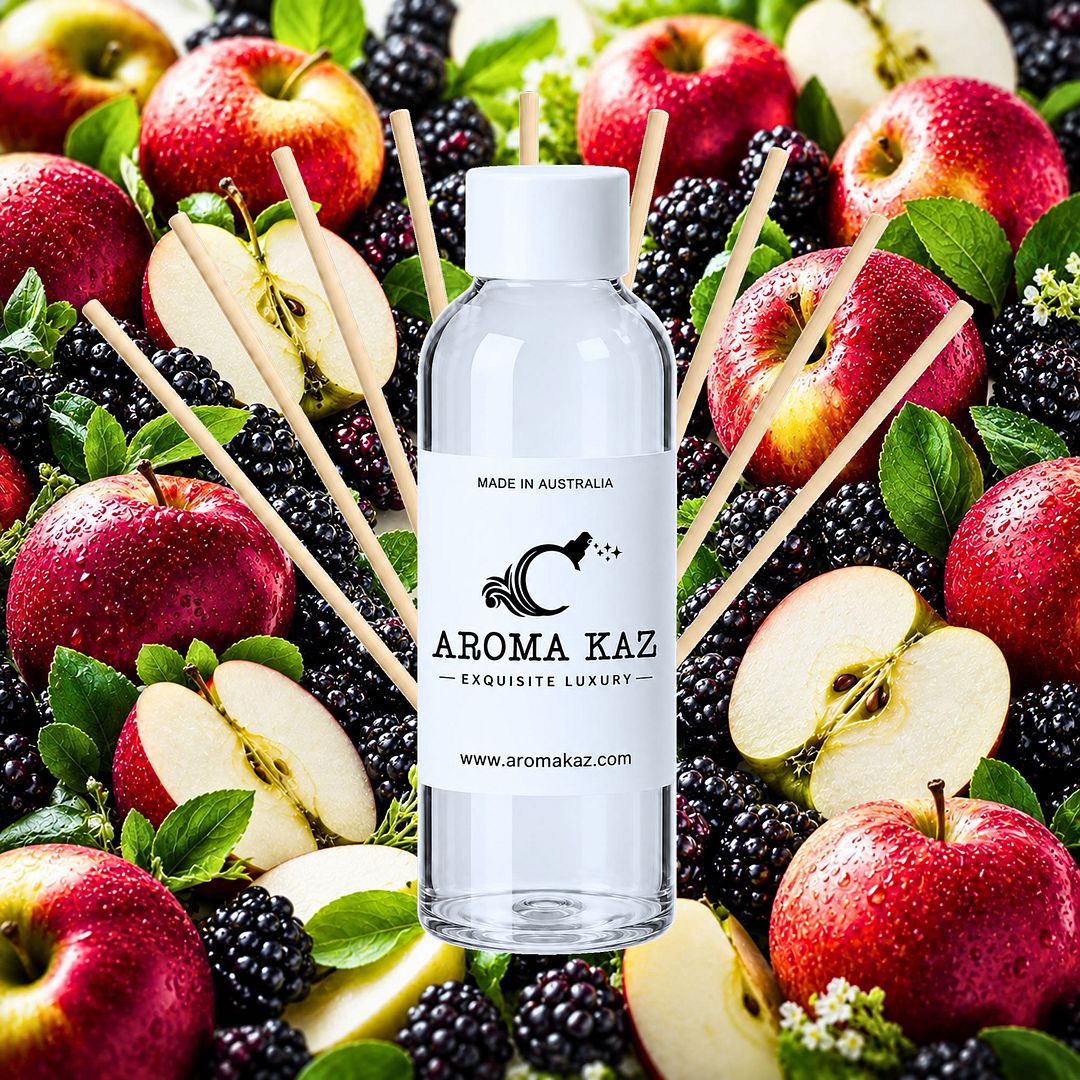 Apples & Blackberries Diffuser Fragrance Oil Refill – vegan, cruelty-free featuring juicy mixed berry apple fragrance, handmade in Australia.