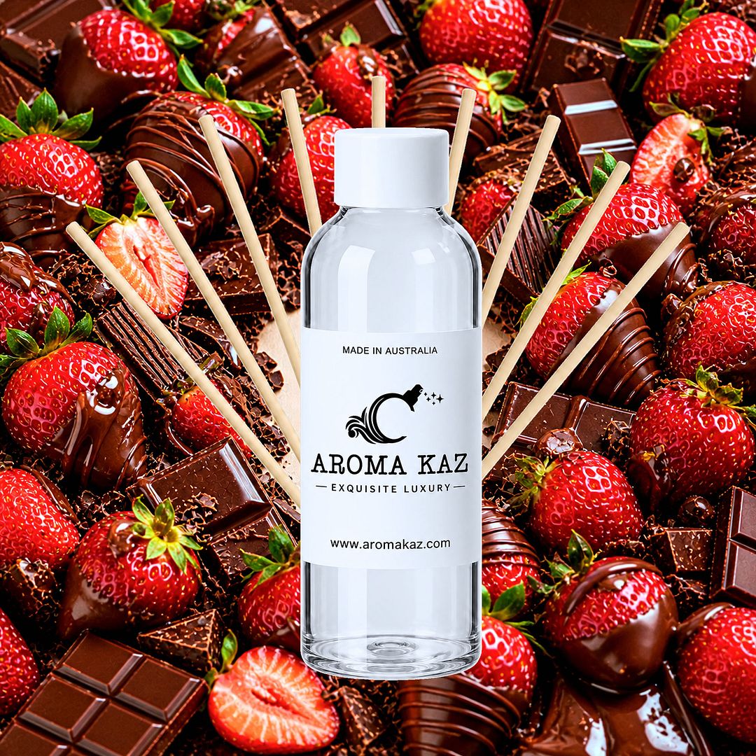 Chocolate Strawberries Diffuser Fragrance Oil Refill – vegan, cruelty-free featuring chocolate-dipped strawberry aroma, handmade in Australia.