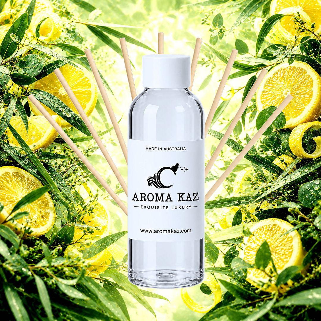 Eucalyptus & Lemon Diffuser Fragrance Oil Refill – vegan, cruelty-free featuring bright lemon and invigorating eucalyptus, handmade in Australia.