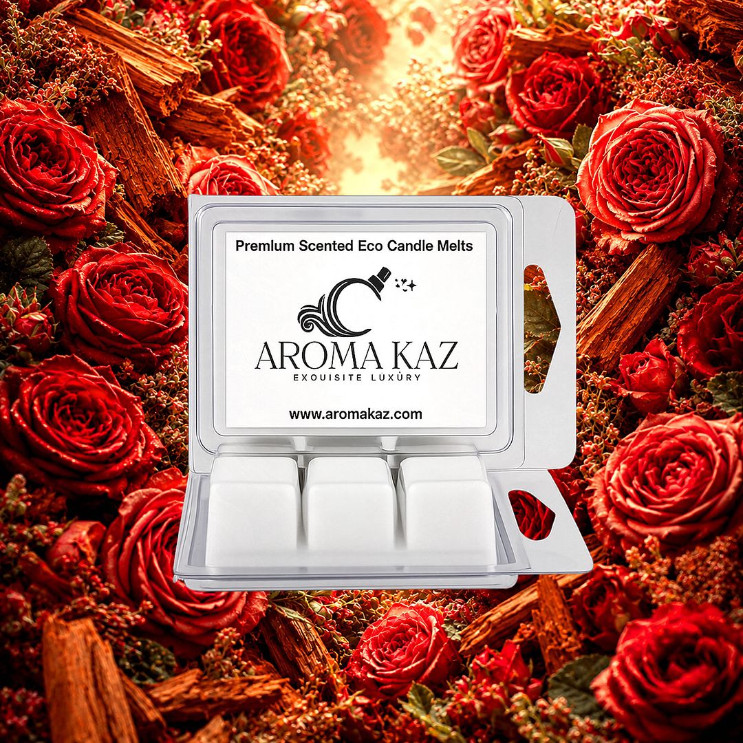 Sandalwood Rose eco soy wax melts – vegan, cruelty-free featuring smooth sandalwood and romantic roses, handmade in Australia.
