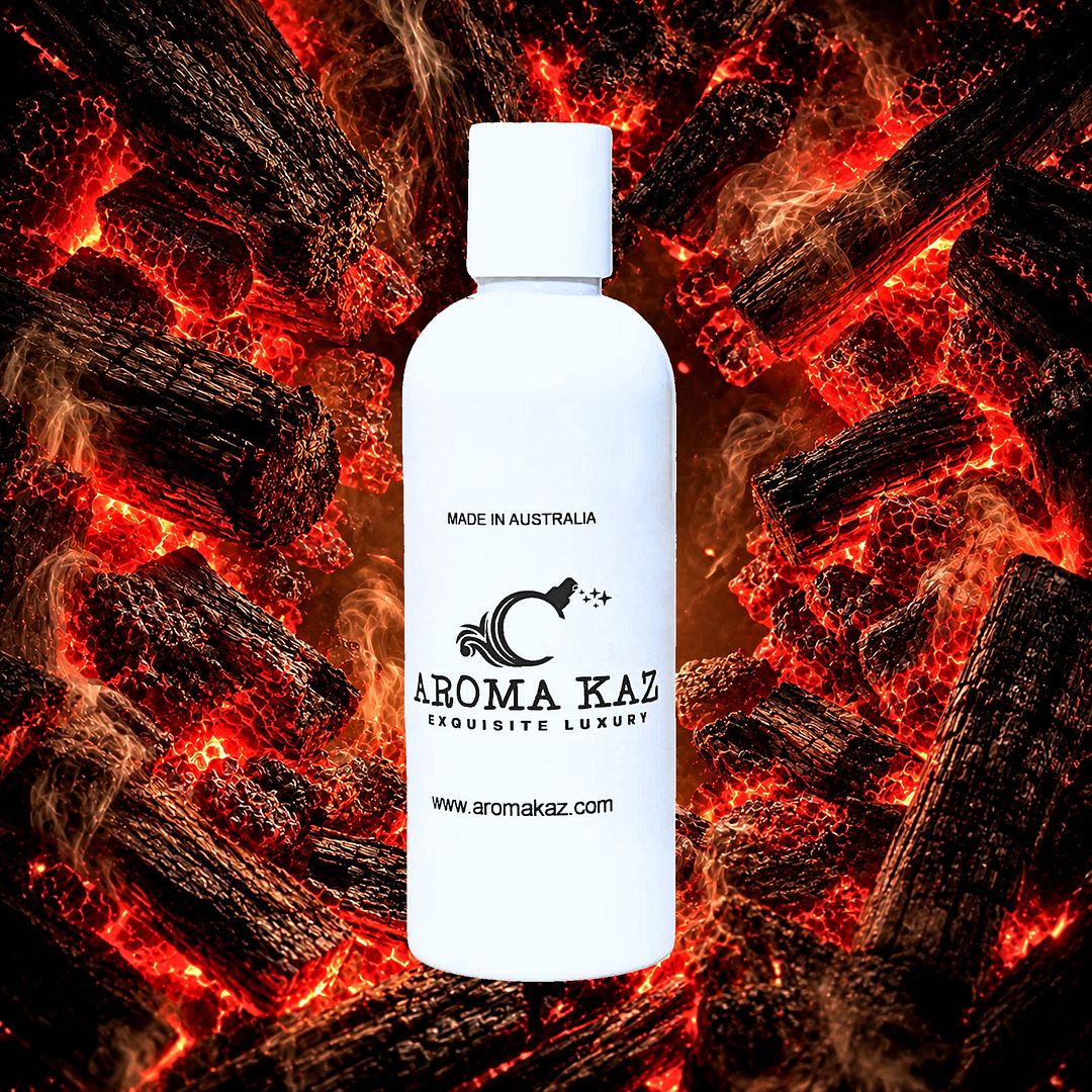 Firewood & Woodsmoke Body Wash Shower Gel – vegan, cruelty-free featuring rich smoky firewood and glowing embers, handmade in Australia.