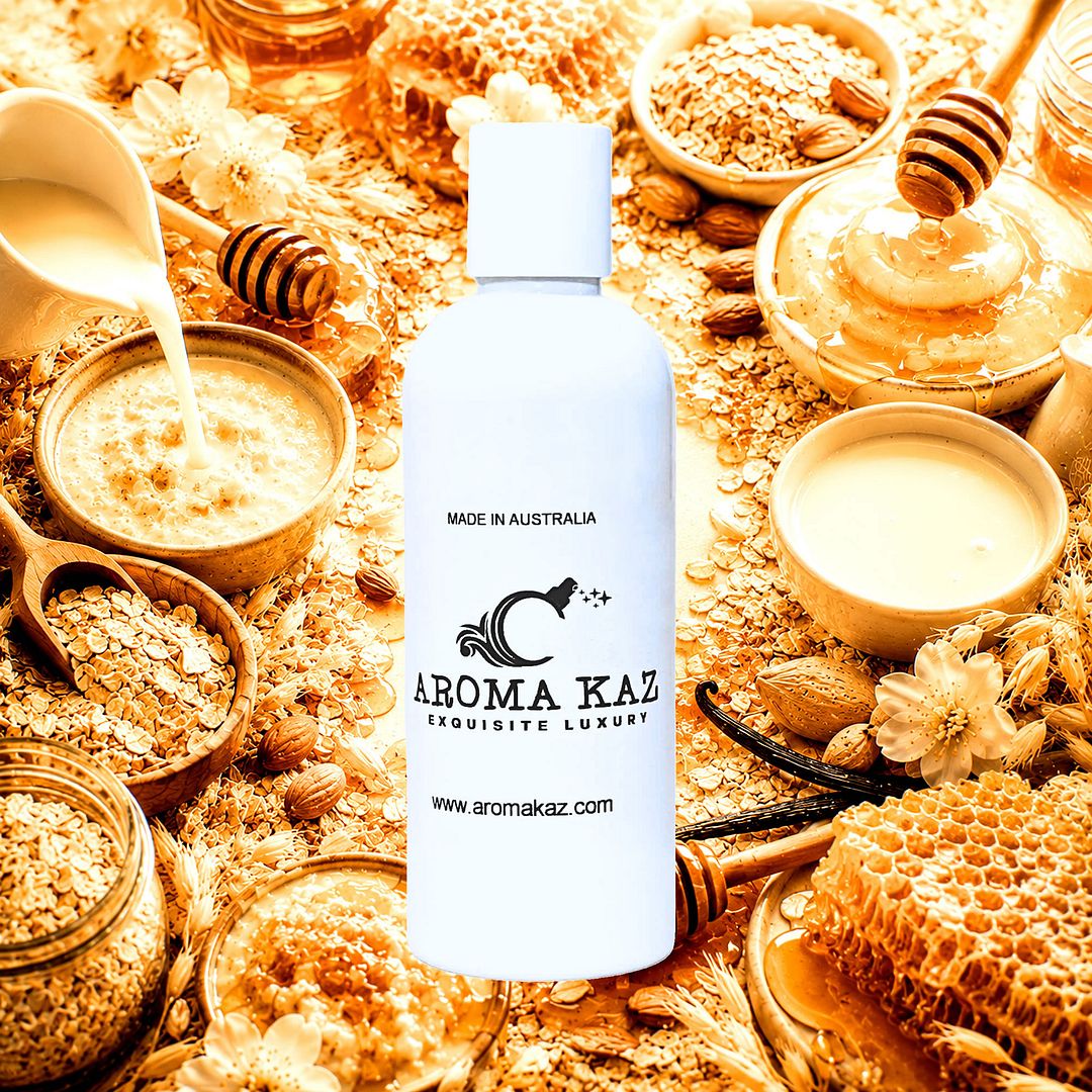 Oatmeal Milk & Honey Body Massage Oil – vegan, cruelty-free, plant-based hydrating oil with warm sweet honey and creamy oatmeal softness, handmade in Australia.