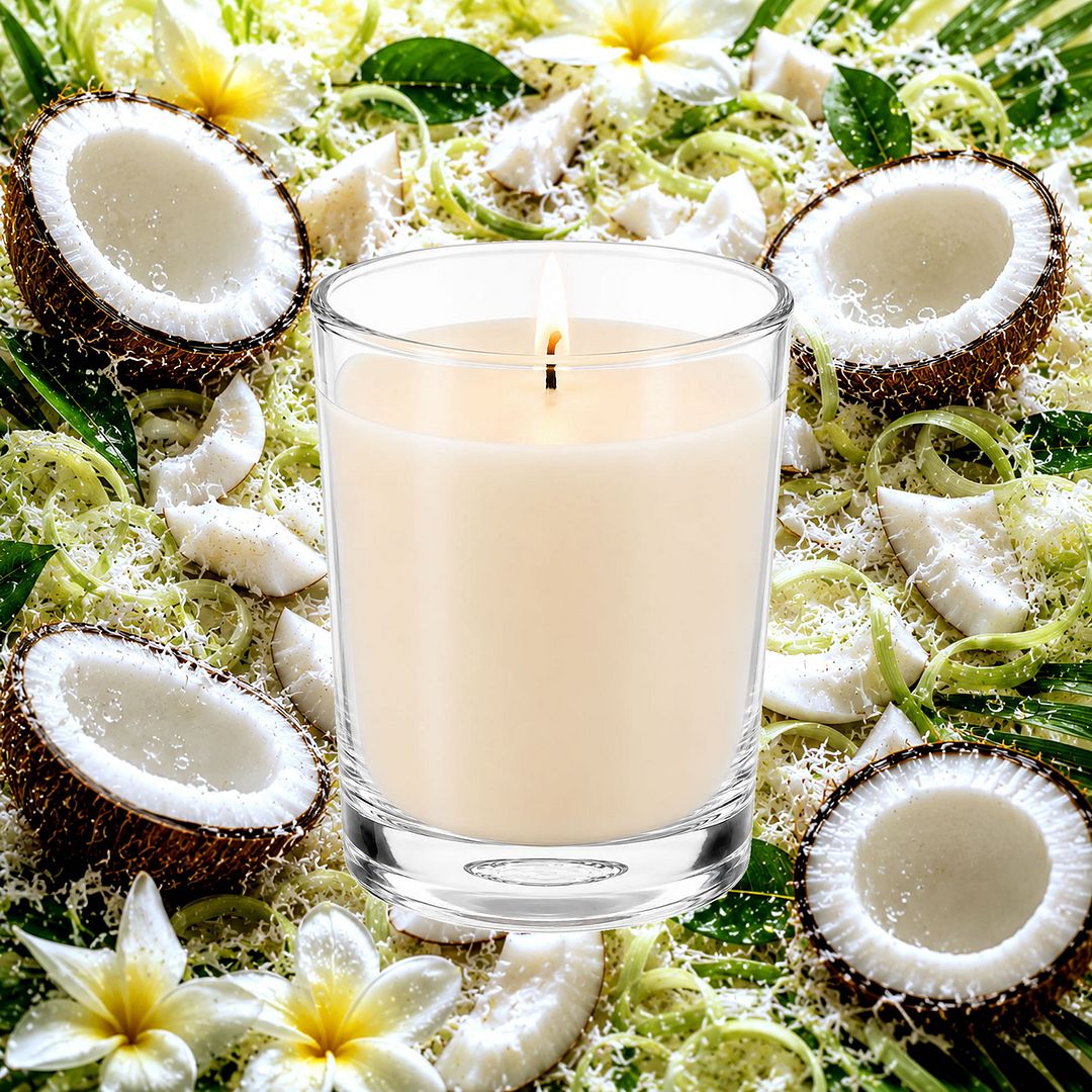 Coconut Lemongrass Scented Votive Candles eco soy plant based – vegan, cruelty-free featuring coconut and citrusy lemongrass blend, handmade in Australia.