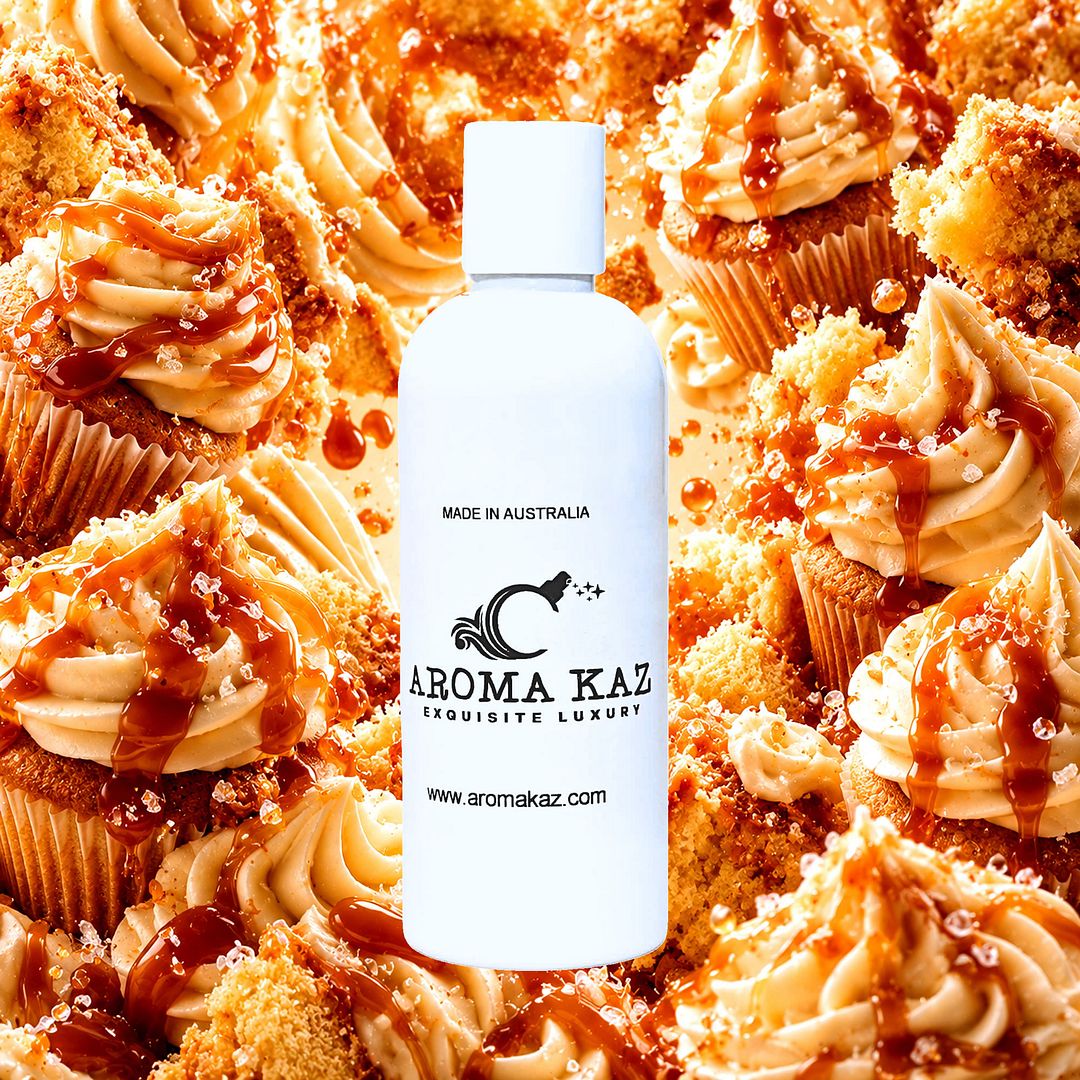 Vanilla Caramel Cupcakes Body Massage Oil – vegan, cruelty-free, plant-based hydrating oil with freshly baked cupcakes, vanilla frosting, and caramel drizzle aroma, handmade in Australia.