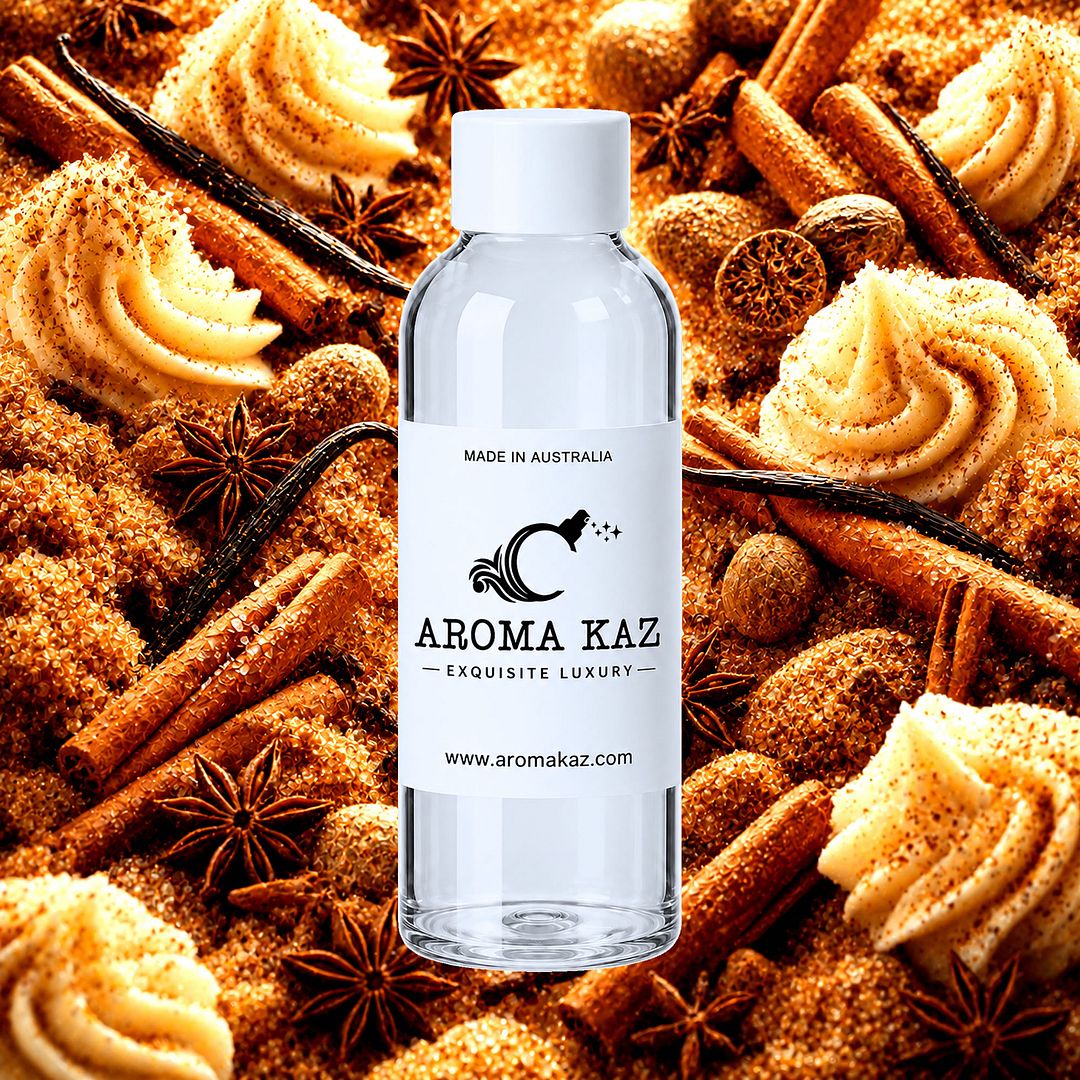 Sugar & Spice fragrance oil for candle making, soap making and perfume blending – vegan, cruelty-free featuring sweet sugary notes and warm bakery spices, handmade in Australia.