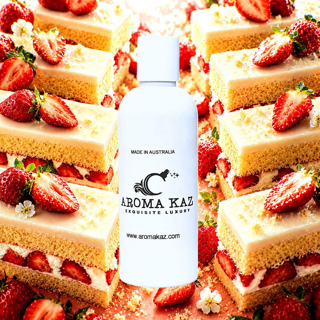Strawberry Shortcake Body Massage Oil – vegan, cruelty-free, plant-based hydrating oil with sweet strawberry shortcake and creamy vanilla, handmade in Australia.