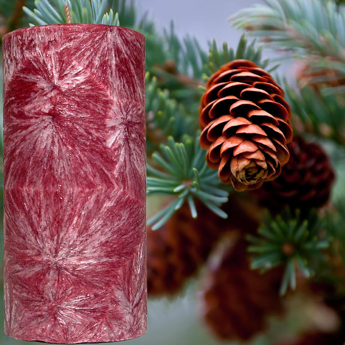 Balsam & Cedar Scented Palm Wax Pillar Candle Hand Poured