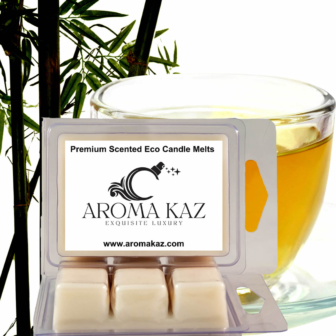 Bamboo & White Tea eco soy wax melts – vegan, cruelty-free featuring featuring clean bamboo and soft white tea fragrance, handmade in Australia.