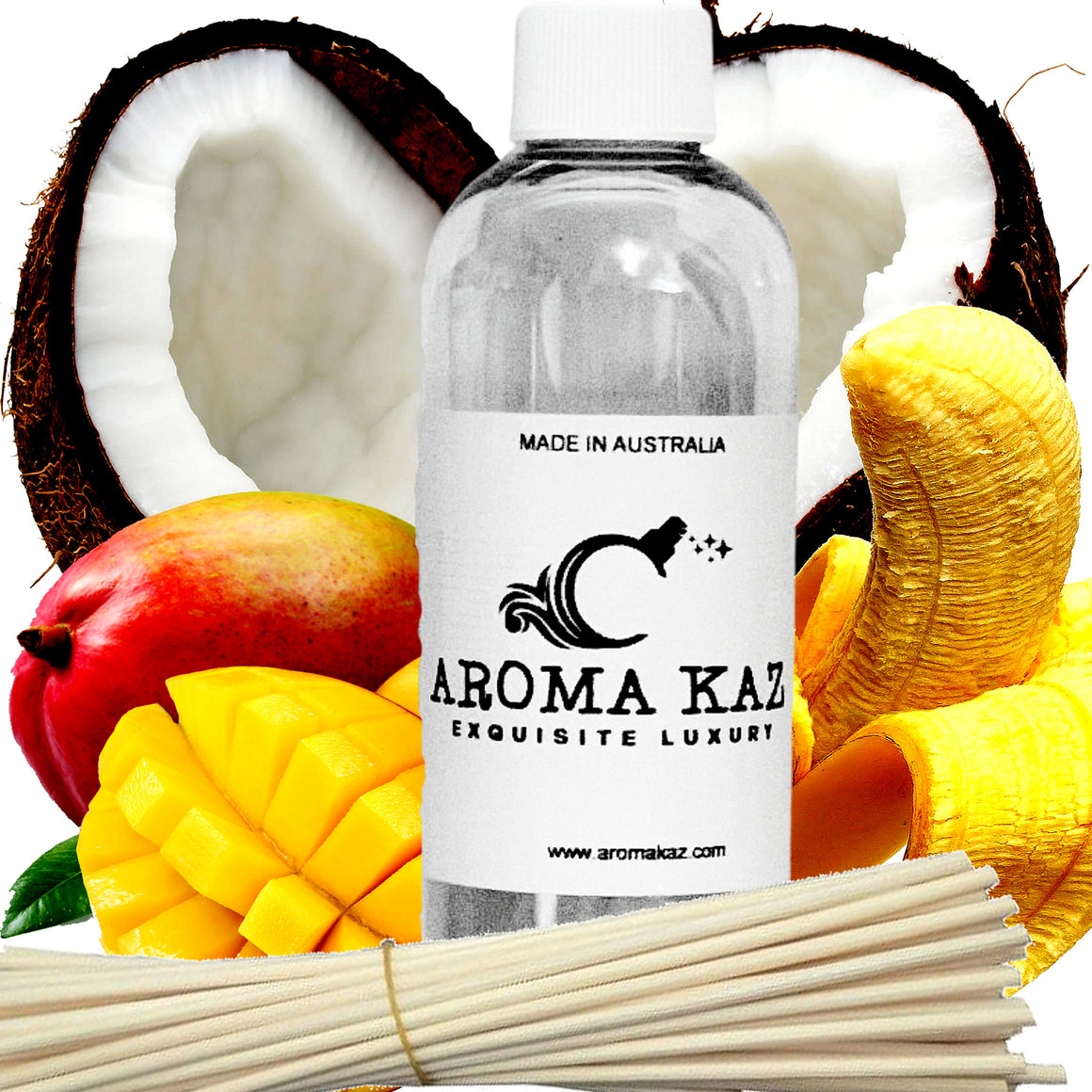 Banana Coconut Mango Diffuser Fragrance Oil with Reeds – Vegan Cruelty-Free Home Aroma
