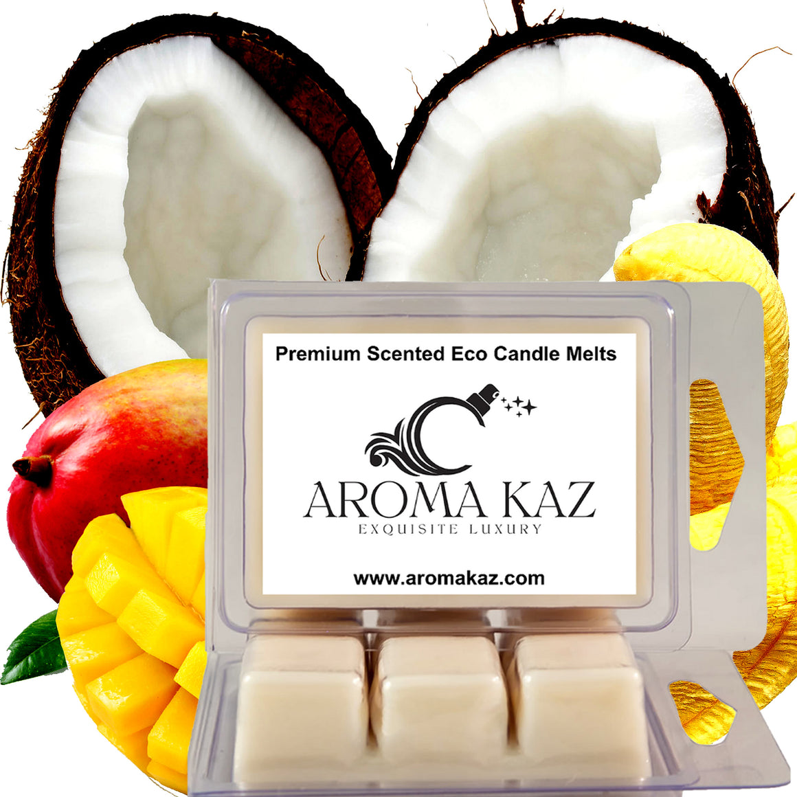 Banana Coconut & Mango eco soy wax melts – vegan, cruelty-free featuring tropical banana, coconut and mango fragrance, handmade in Australia.