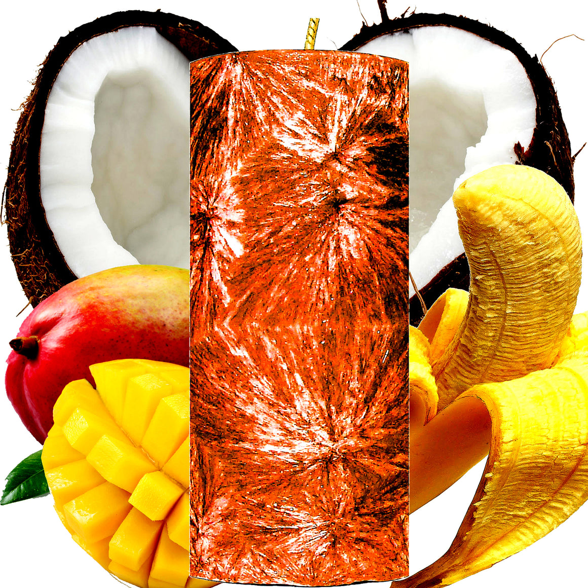 Banana Coconut Mango Pillar Candle – Plant-Based, Eco-Friendly, Vegan, Cruelty Free