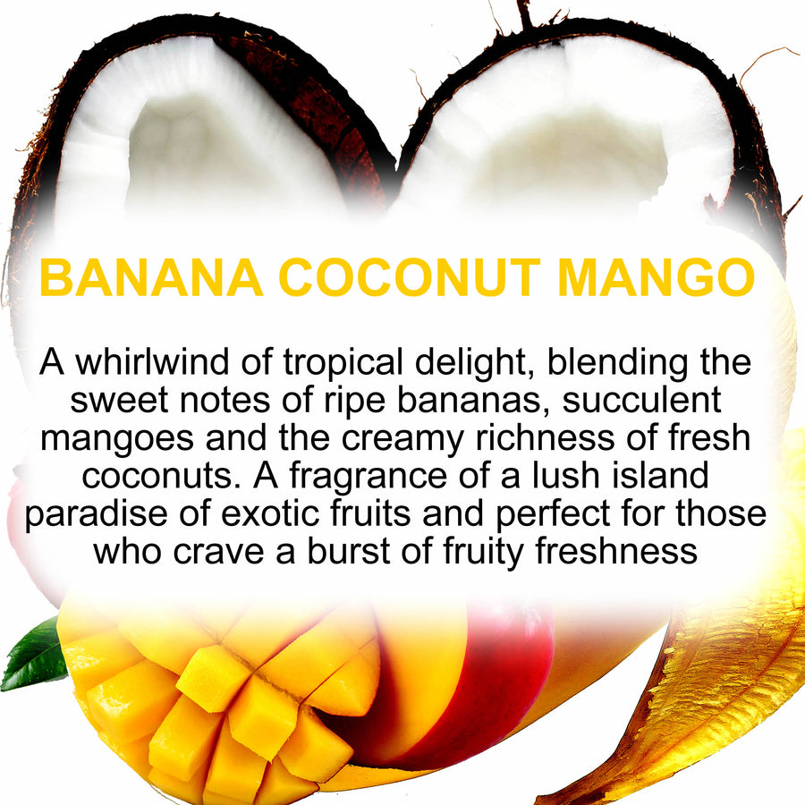 Banana Coconut Mango Pillar Candle – Plant-Based, Eco-Friendly, Vegan, Cruelty Free