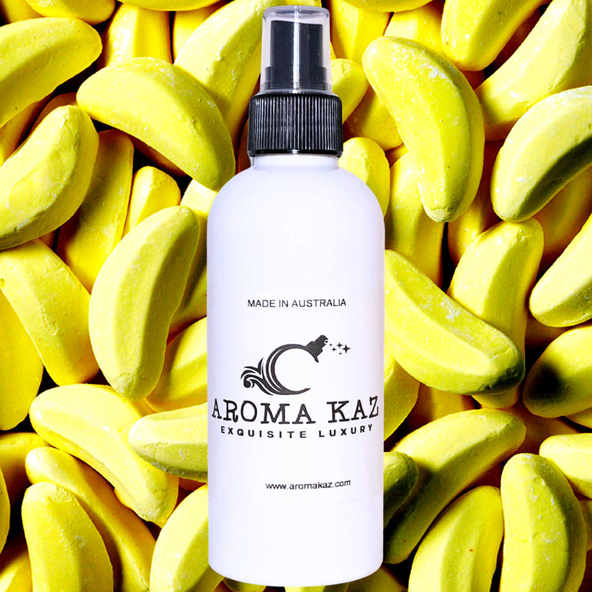 Banana Lollies Body Spray Mist – vegan, cruelty-free body spray featuring sweet candy banana aroma, handmade in Australia.