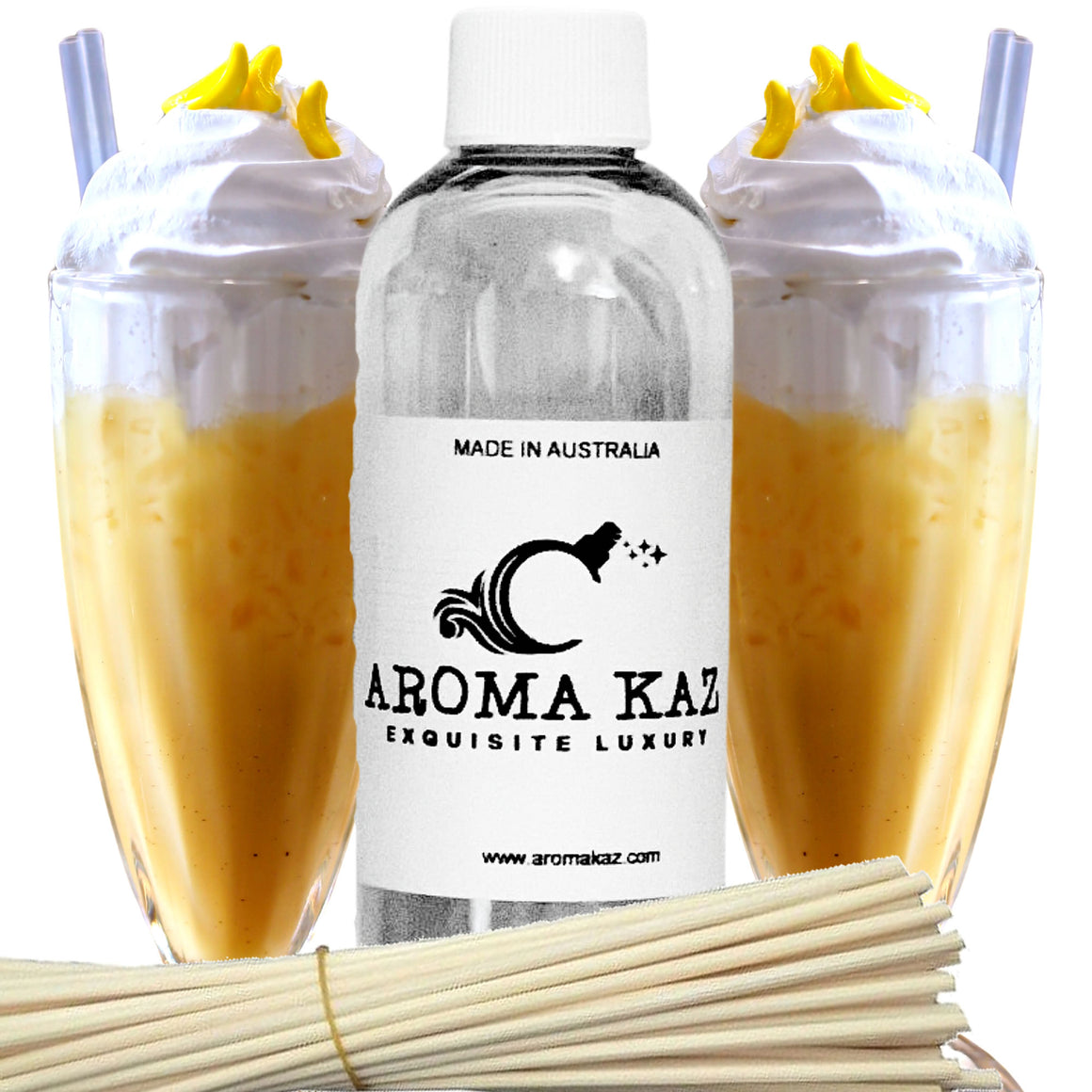 Banana Milkshake Diffuser Fragrance Oil Refill – vegan, cruelty-free featuring creamy banana milk aroma, handmade in Australia.