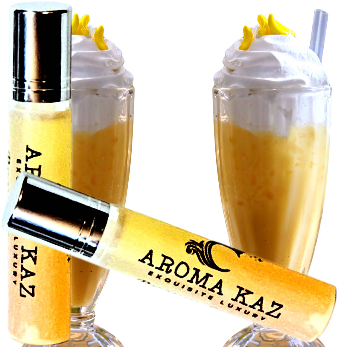 Banana Milkshake Fragrance Roll On – vegan, cruelty-free perfume roll on featuring creamy banana milk aroma, handmade in Australia.