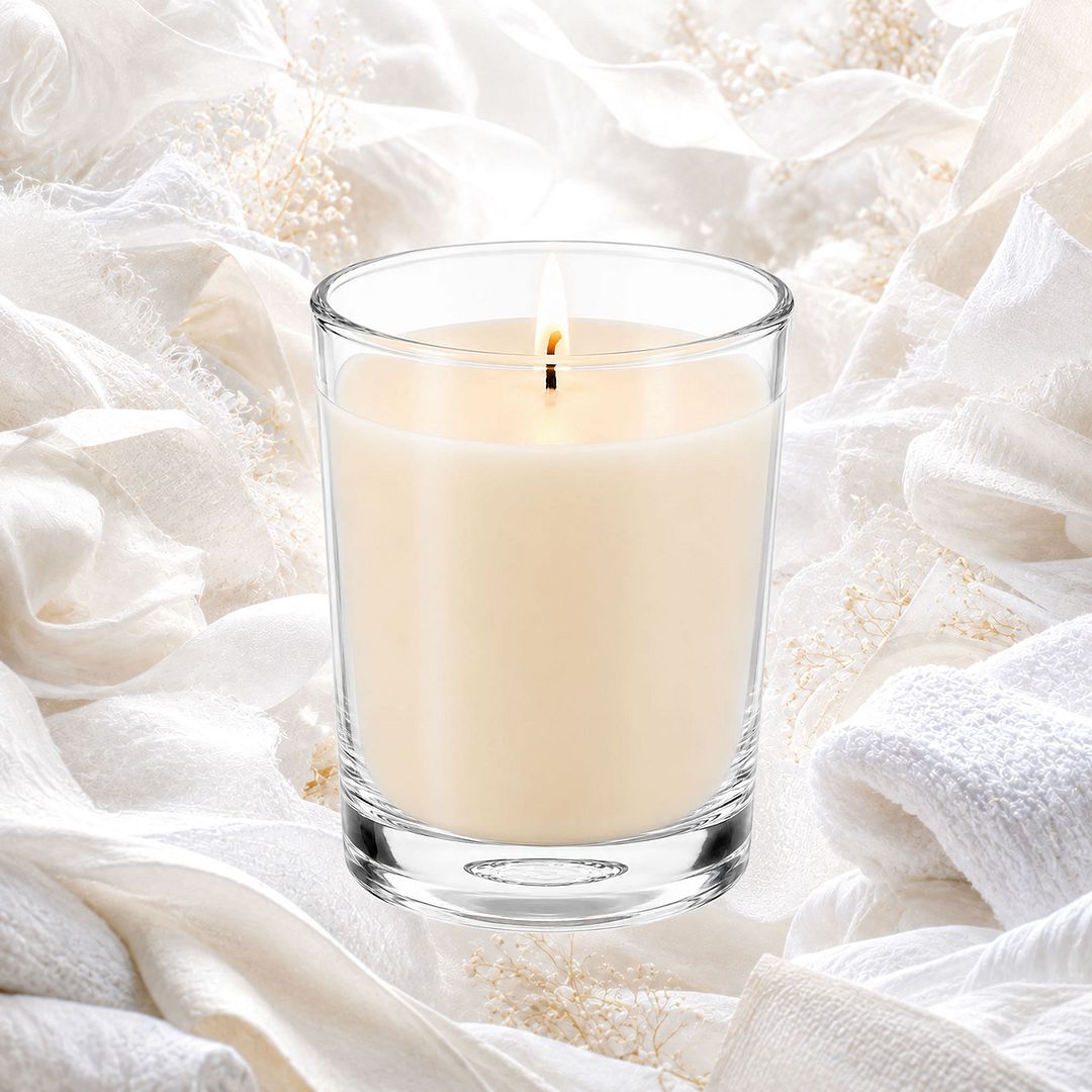 Clean Cotton Scented Votive Candles eco soy plant based – vegan, cruelty-free featuring fresh laundry cotton aroma, handmade in Australia.