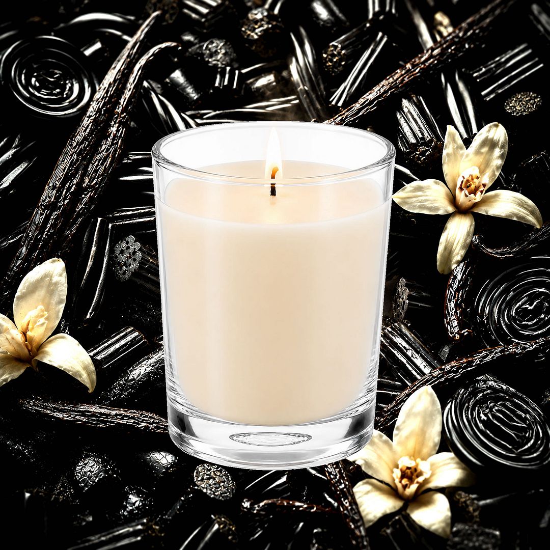 Black Licorice & Vanilla Scented Votive Candles eco soy plant based – vegan, cruelty-free featuring with sweet vanilla and bold licorice notes, handmade in Australia.
