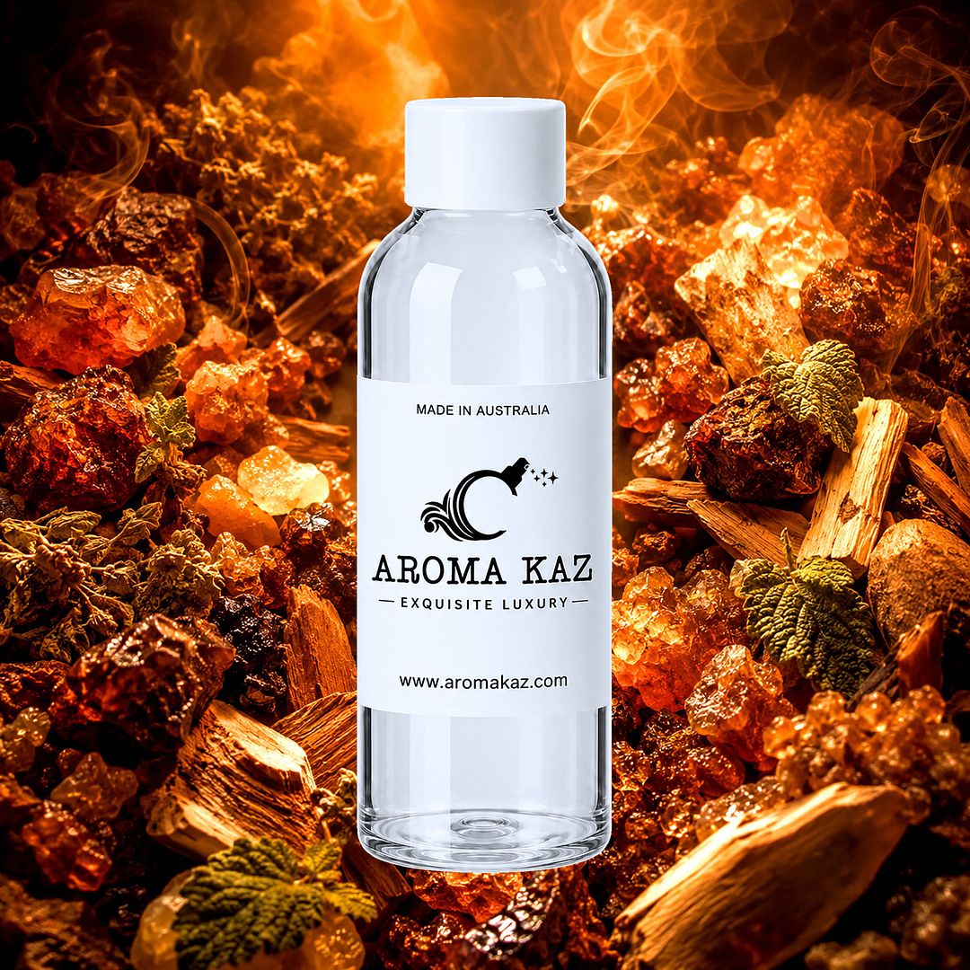 Frankincense & Myrrh fragrance oil for candle making, soap making and perfume blending – vegan, cruelty-free featuring deep resinous incense and warm ancient spice, handmade in Australia.