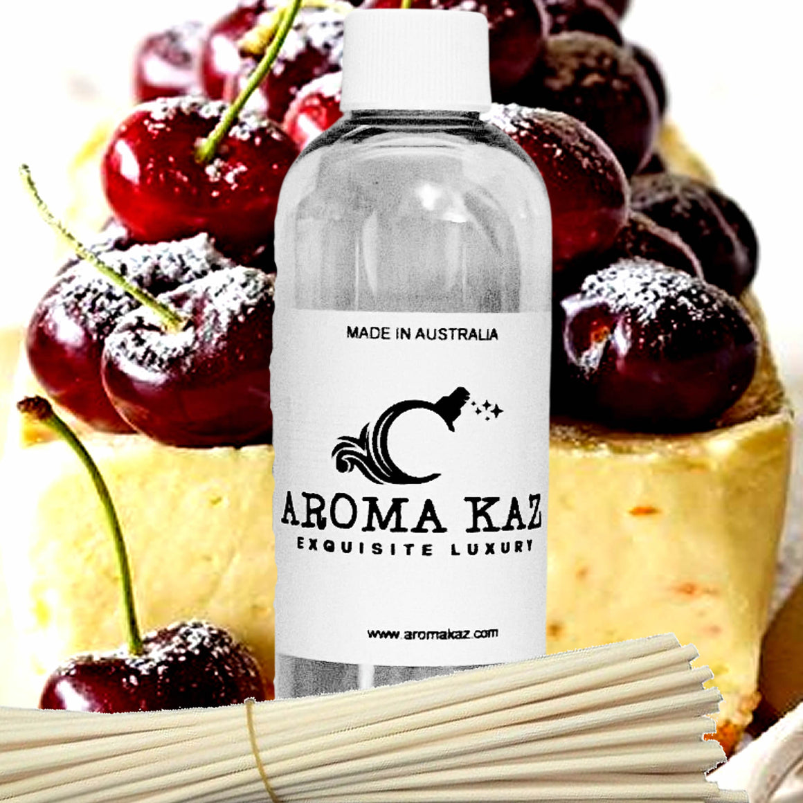 Black Cherry Cheesecake Diffuser Fragrance Oil Refill – vegan, cruelty-free featuring rich cherry dessert fragrance, handmade in Australia.