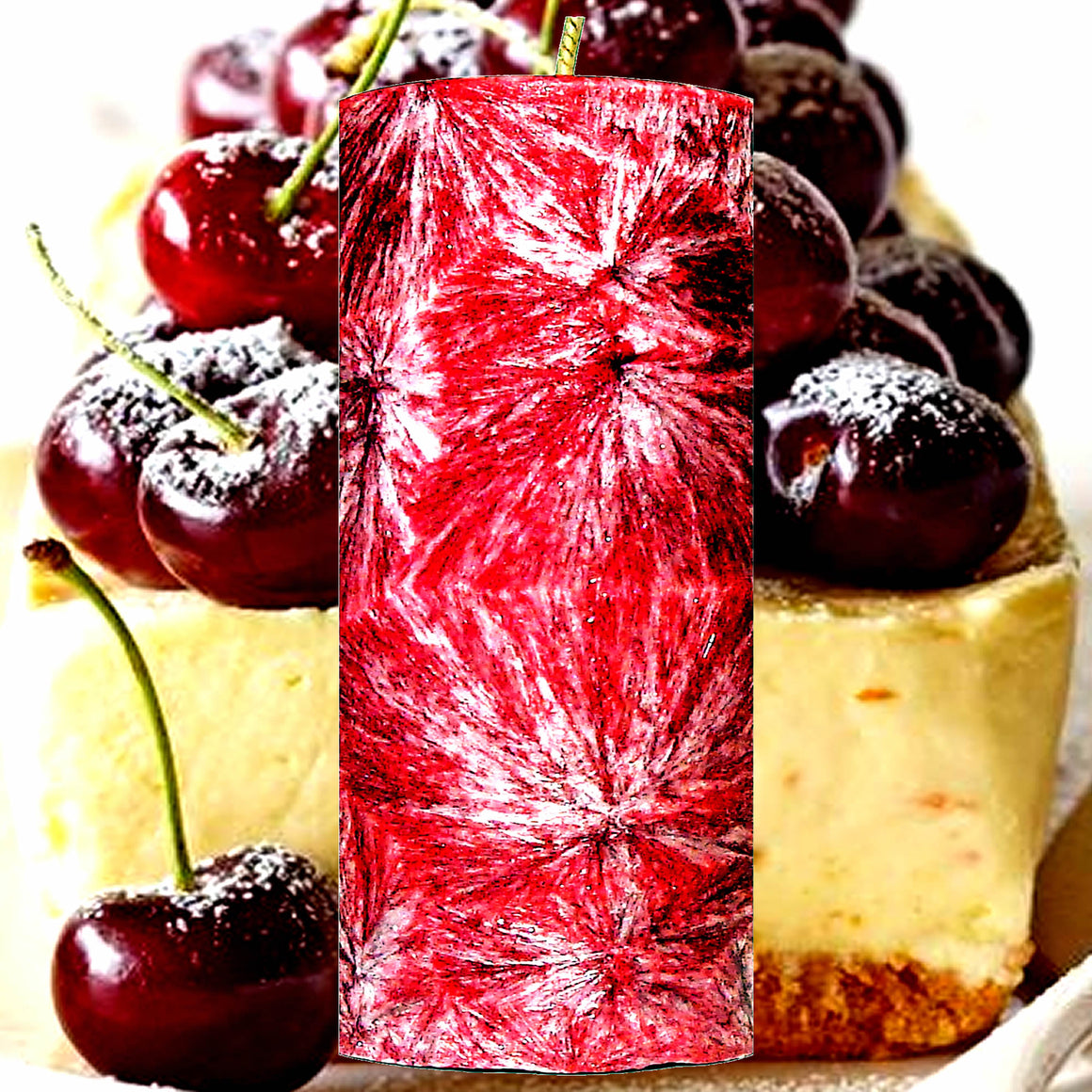 Black Cherry Cheesecake Pillar Candle – Plant-Based, Eco-Friendly, Vegan, Cruelty Free
