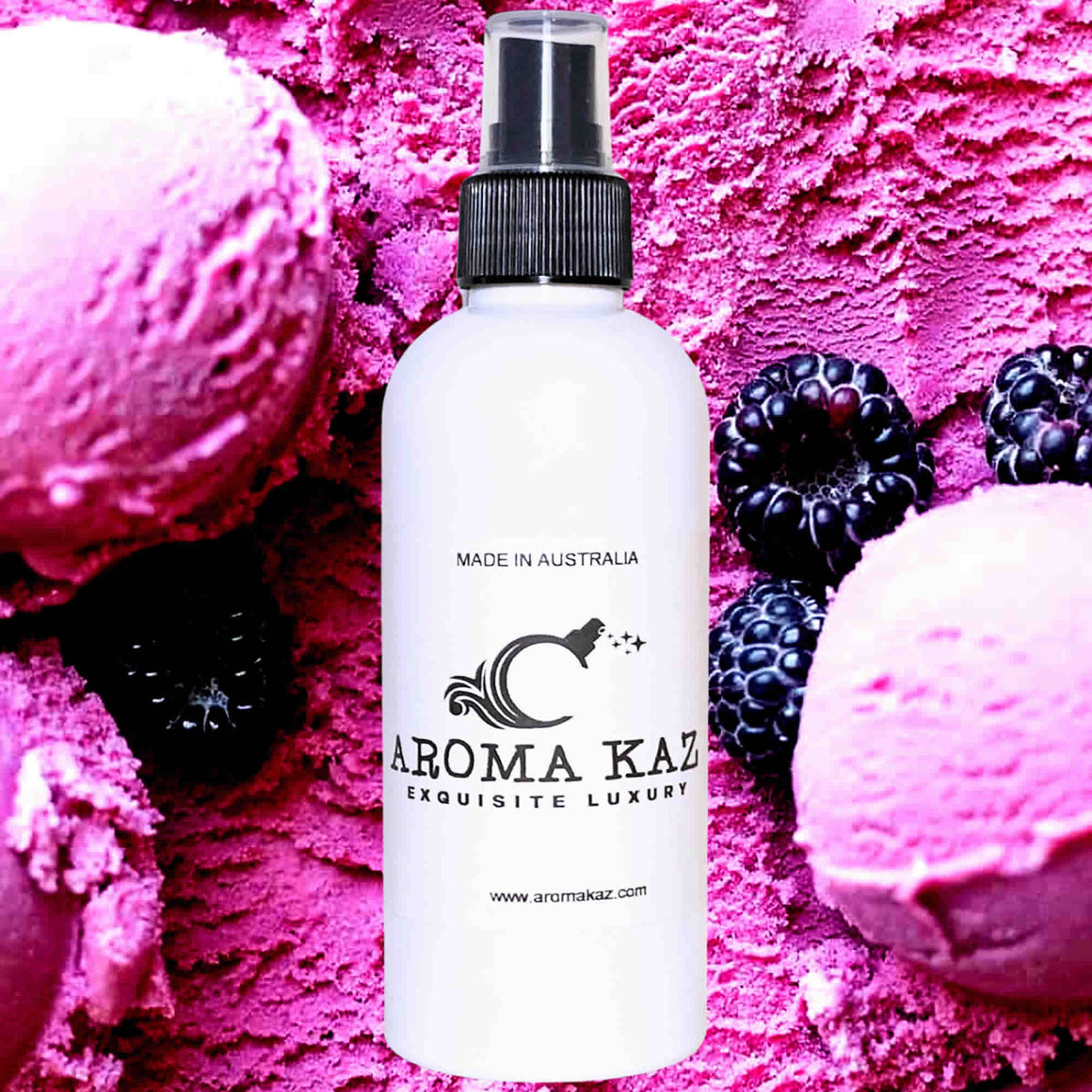 Blackberry Ice Cream Car Air Freshener Spray Deodoriser – eco-friendly, vegan, cruelty-free handmade featuring creamy blackberry dessert fragrance, handmade in Australia.