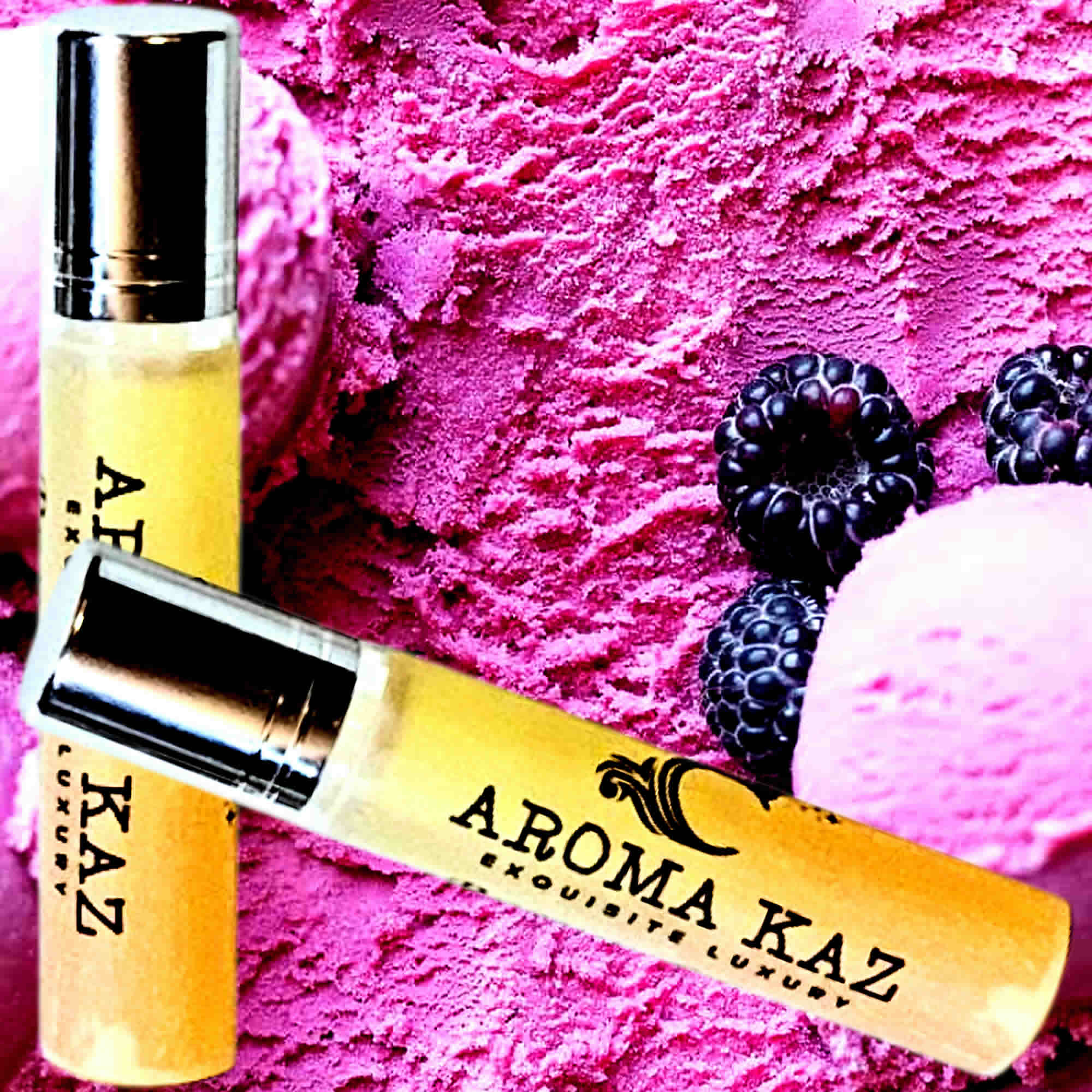 Blackberry Ice Cream Fragrance Roll On – vegan, cruelty-free perfume roll on featuring creamy blackberry dessert fragrance, handmade in Australia.