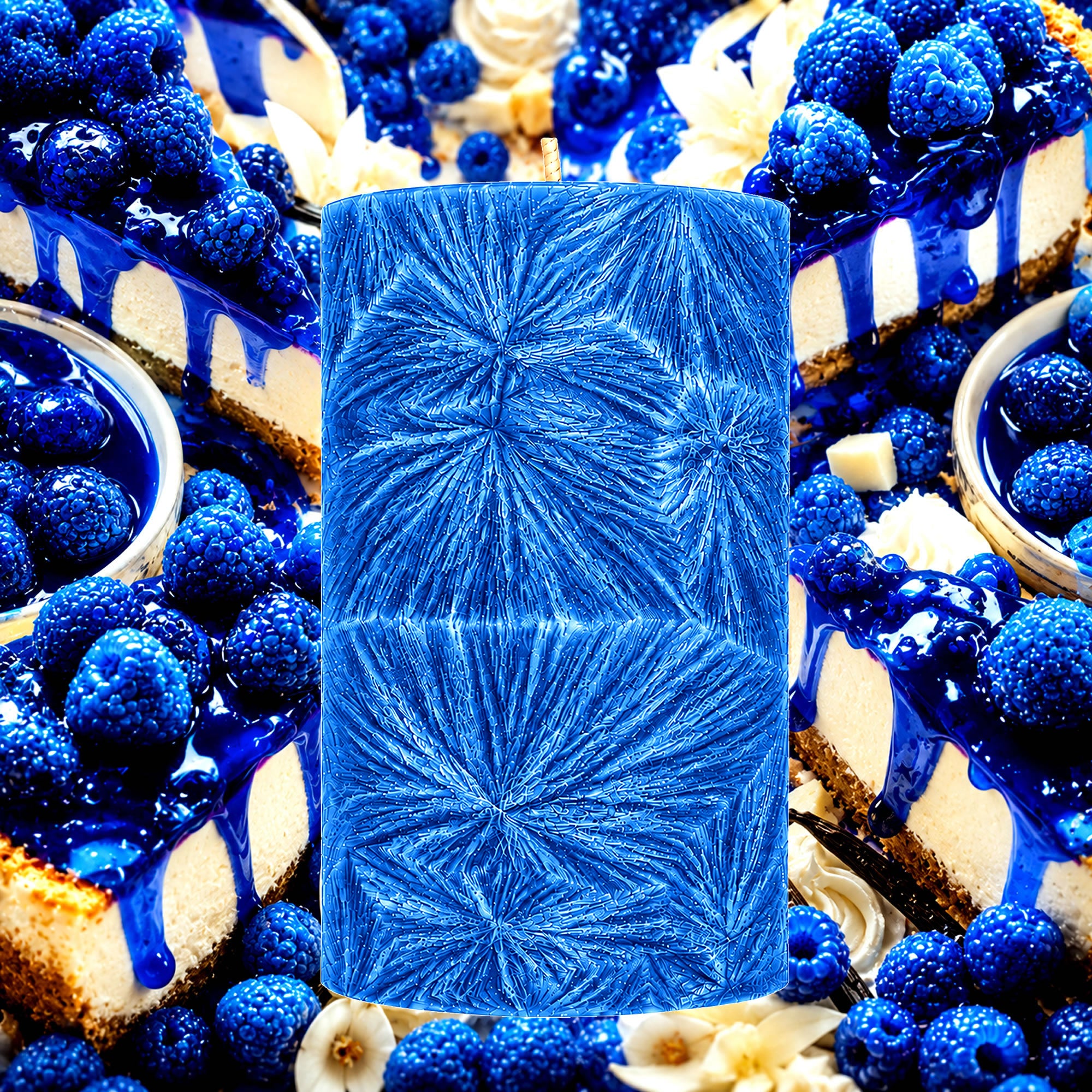 Blue Raspberry Cheesecake Pillar Candle