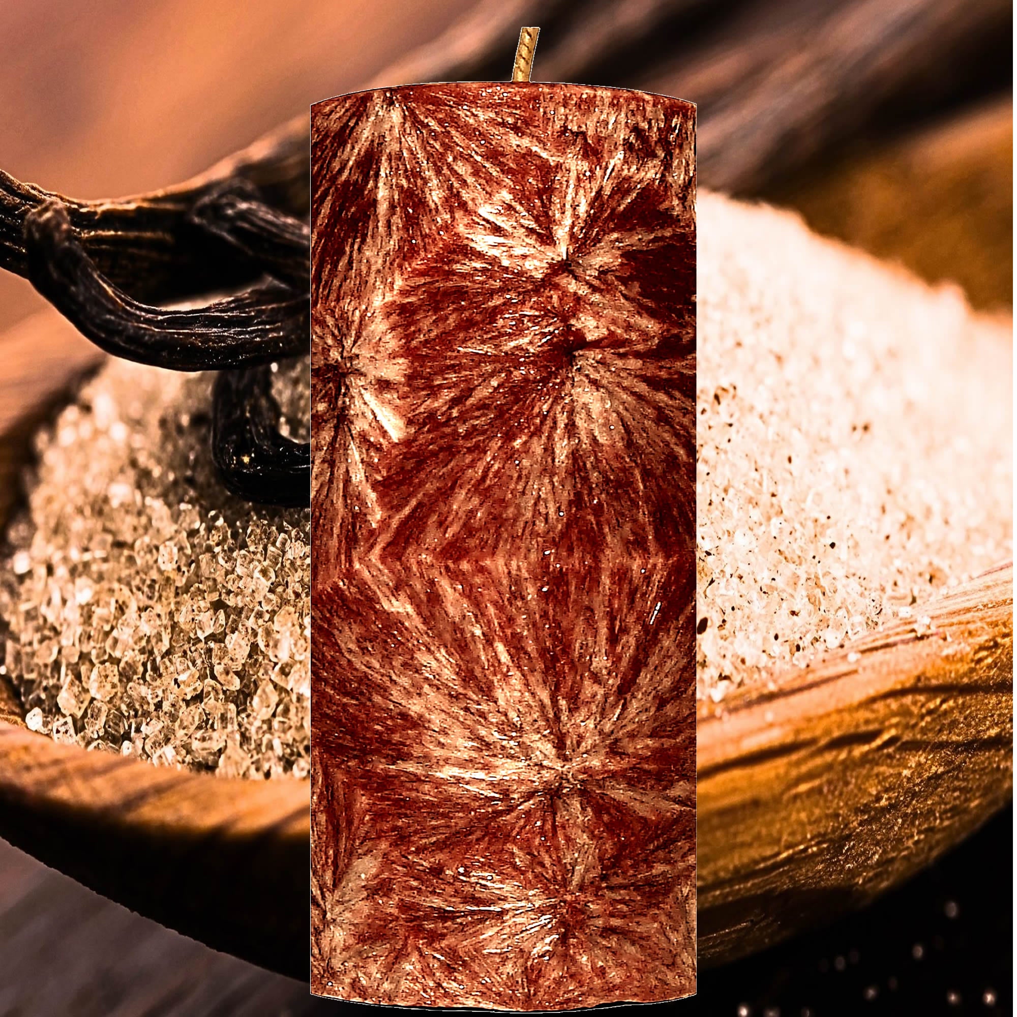 Brown Sugar Vanilla plant based Pillar Candle – vegan, cruelty-free featuring sweet brown sugar and creamy vanilla aroma, handmade in Australia.