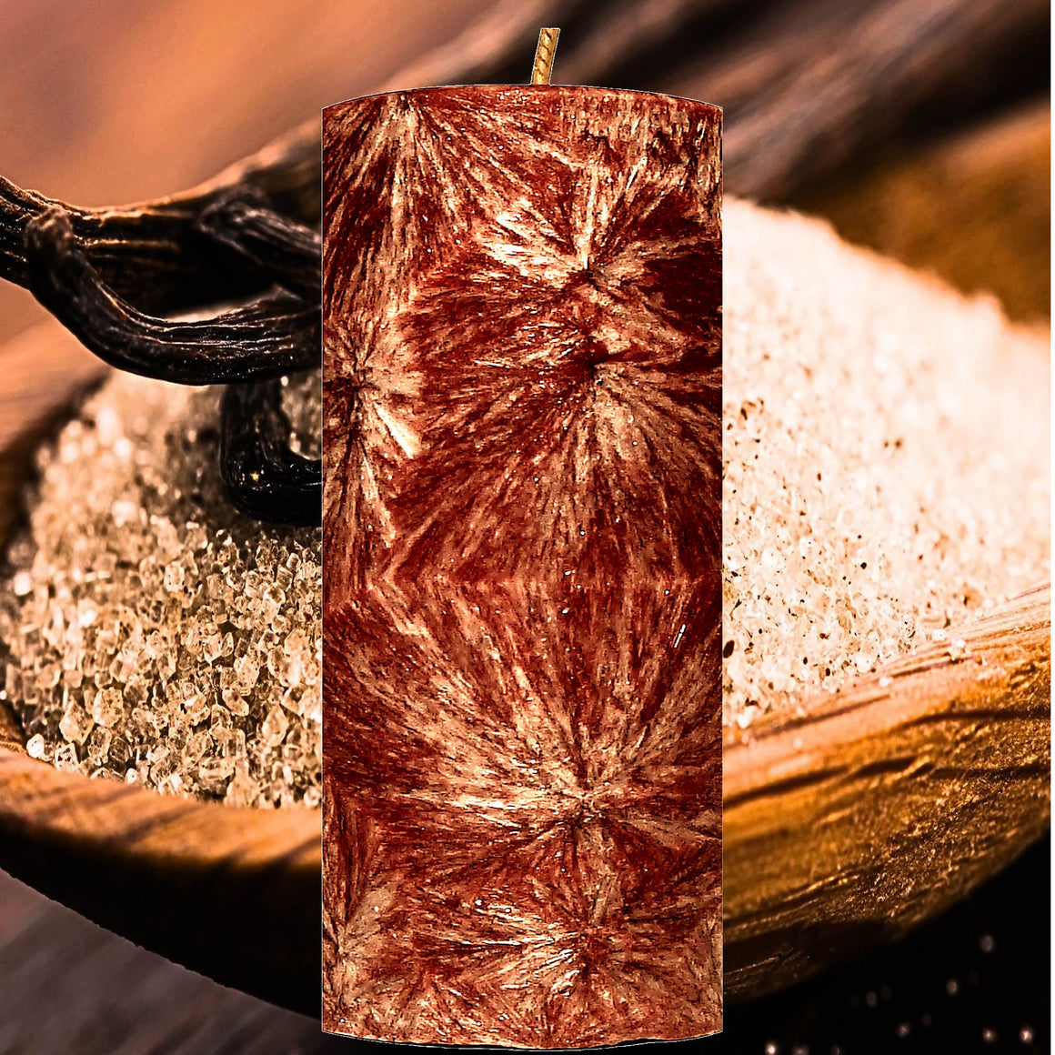 Brown Sugar Vanilla plant based Pillar Candle – vegan, cruelty-free featuring sweet brown sugar and creamy vanilla aroma, handmade in Australia.