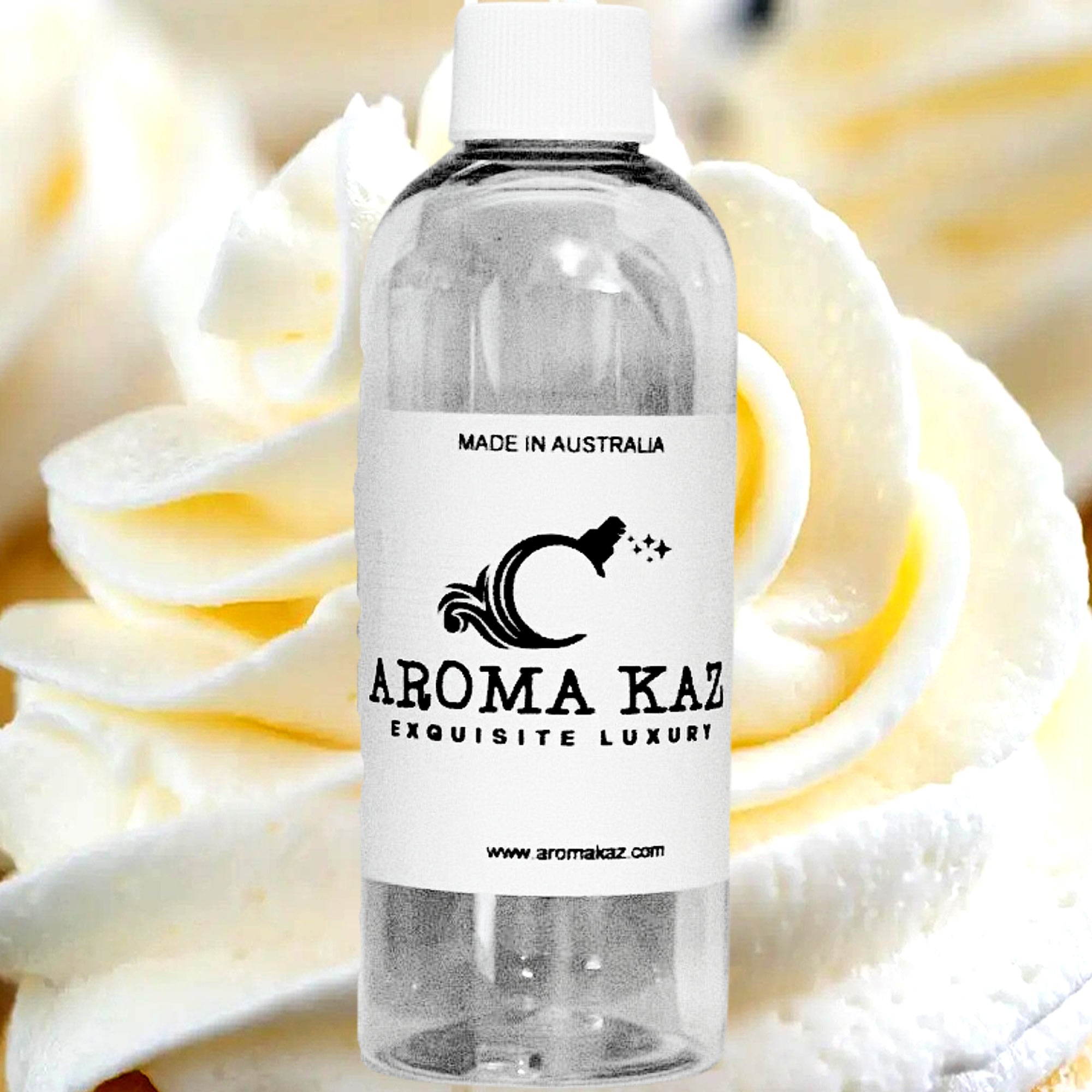 Buttercream Vanilla fragrance oil for candle making, soap making and perfume blending – vegan, cruelty-free featuring creamy vanilla frosting aroma, handmade in Australia.
