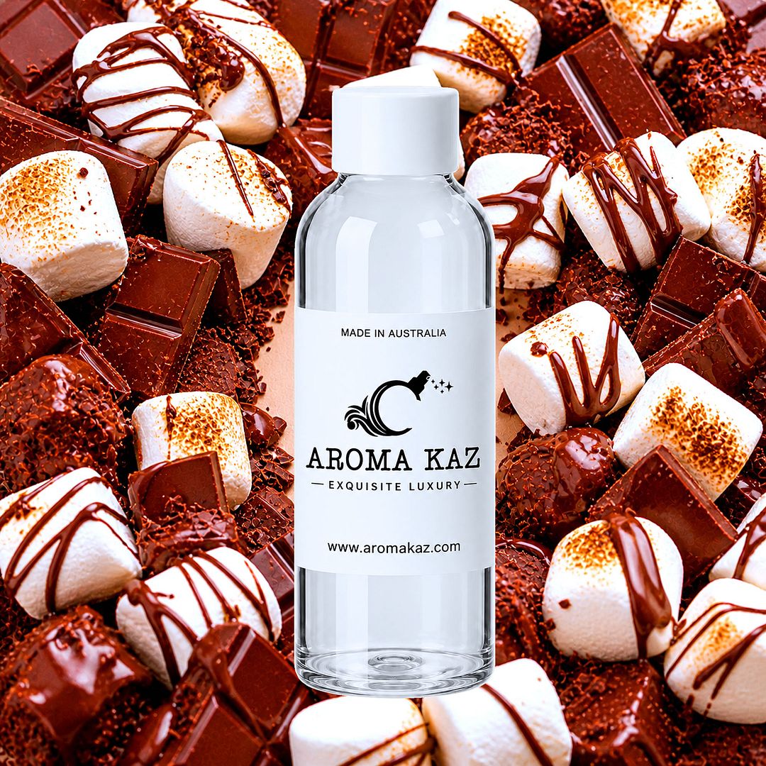Chocolate Marshmallows fragrance oil for candle making, soap making and perfume blending – vegan, cruelty-free featuring sweet marshmallow and chocolate blend, handmade in Australia.