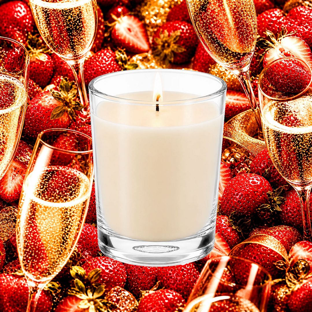 Strawberry Champagne Scented Votive Candles eco soy plant based – vegan, cruelty-free featuring sparkling champagne and sweet strawberries, handmade in Australia.