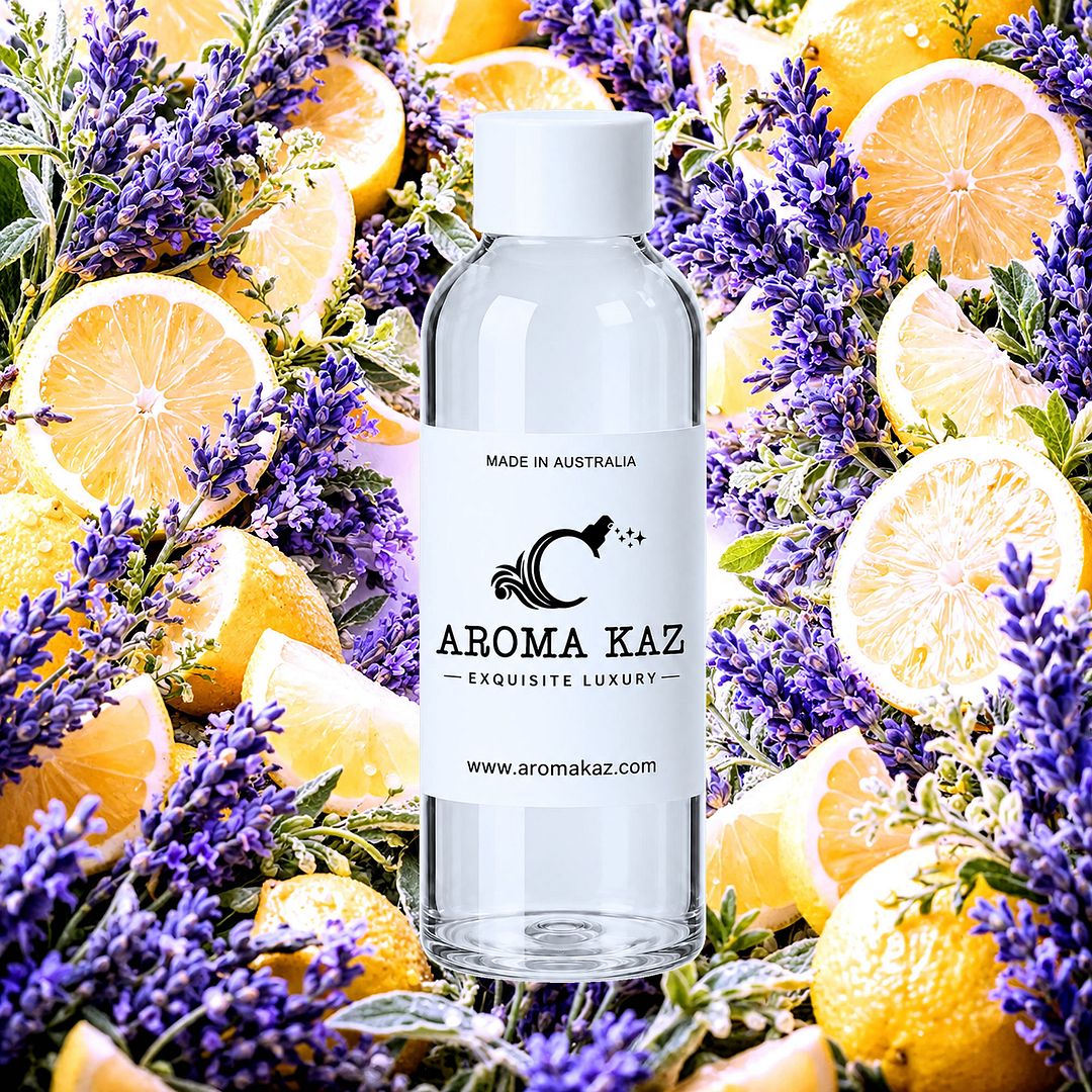 Lavender & Lemon fragrance oil for candle making, soap making and perfume blending – vegan, cruelty-free featuring fresh floral lavender and citrus lemon zest, handmade in Australia.