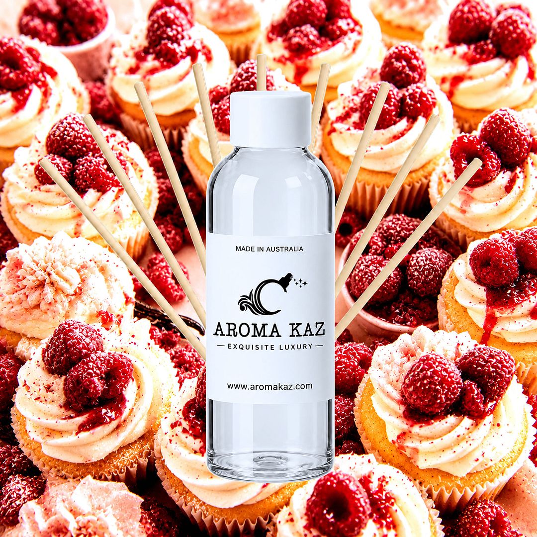 Raspberry Cream Cupcakes Diffuser Fragrance Oil Refill – vegan, cruelty-free featuring sweet raspberry and vanilla cupcake notes, handmade in Australia.