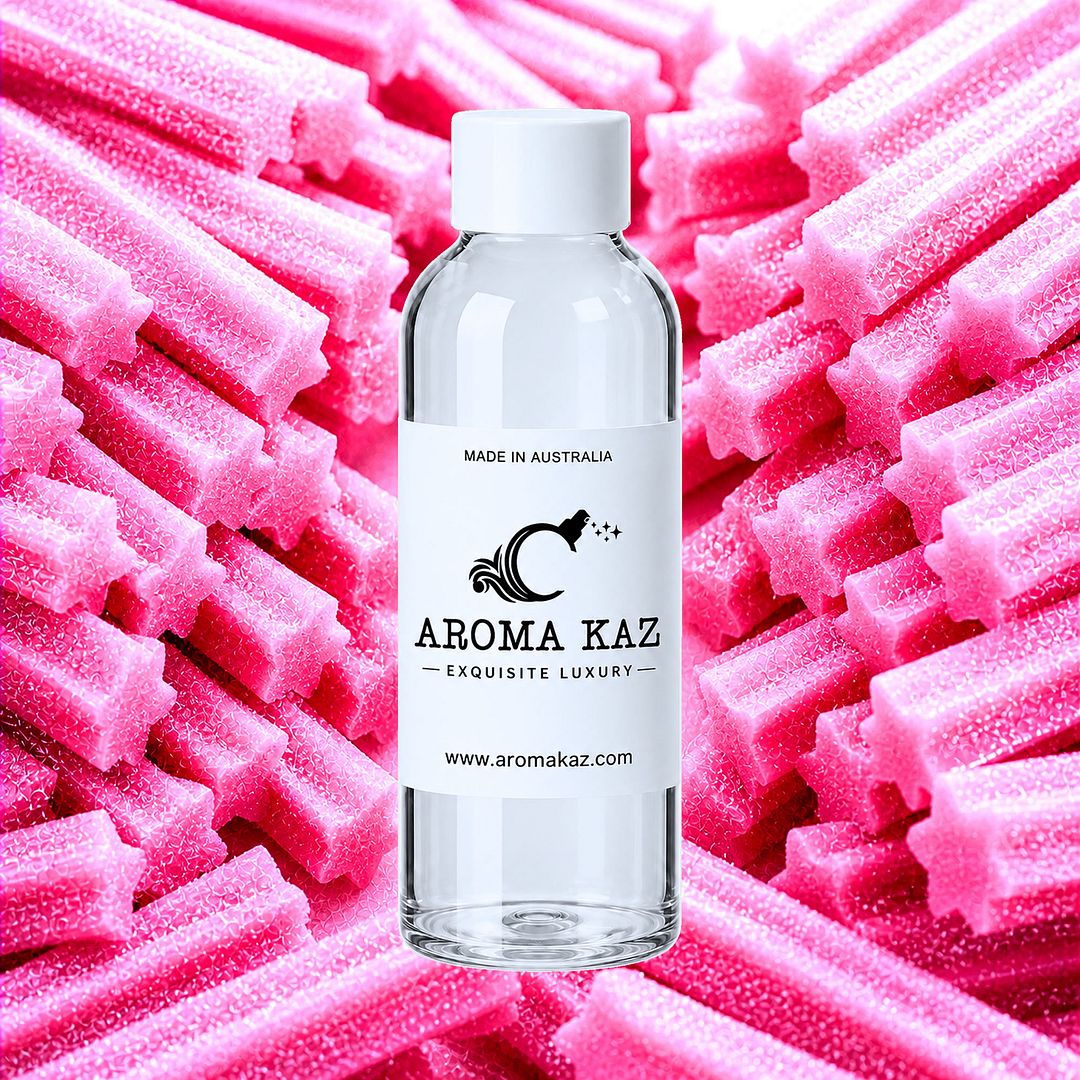 Pink Musk Sticks fragrance oil for candle making, soap making and perfume blending – vegan, cruelty-free featuring sweet musk candy aroma, handmade in Australia.
