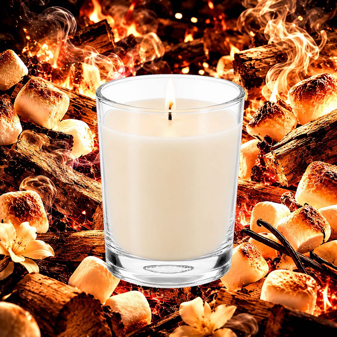 Firewood & Marshmallows Scented Votive Candles eco soy plant based – vegan, cruelty-free featuring smoky firewood and toasted marshmallow aroma, handmade in Australia.