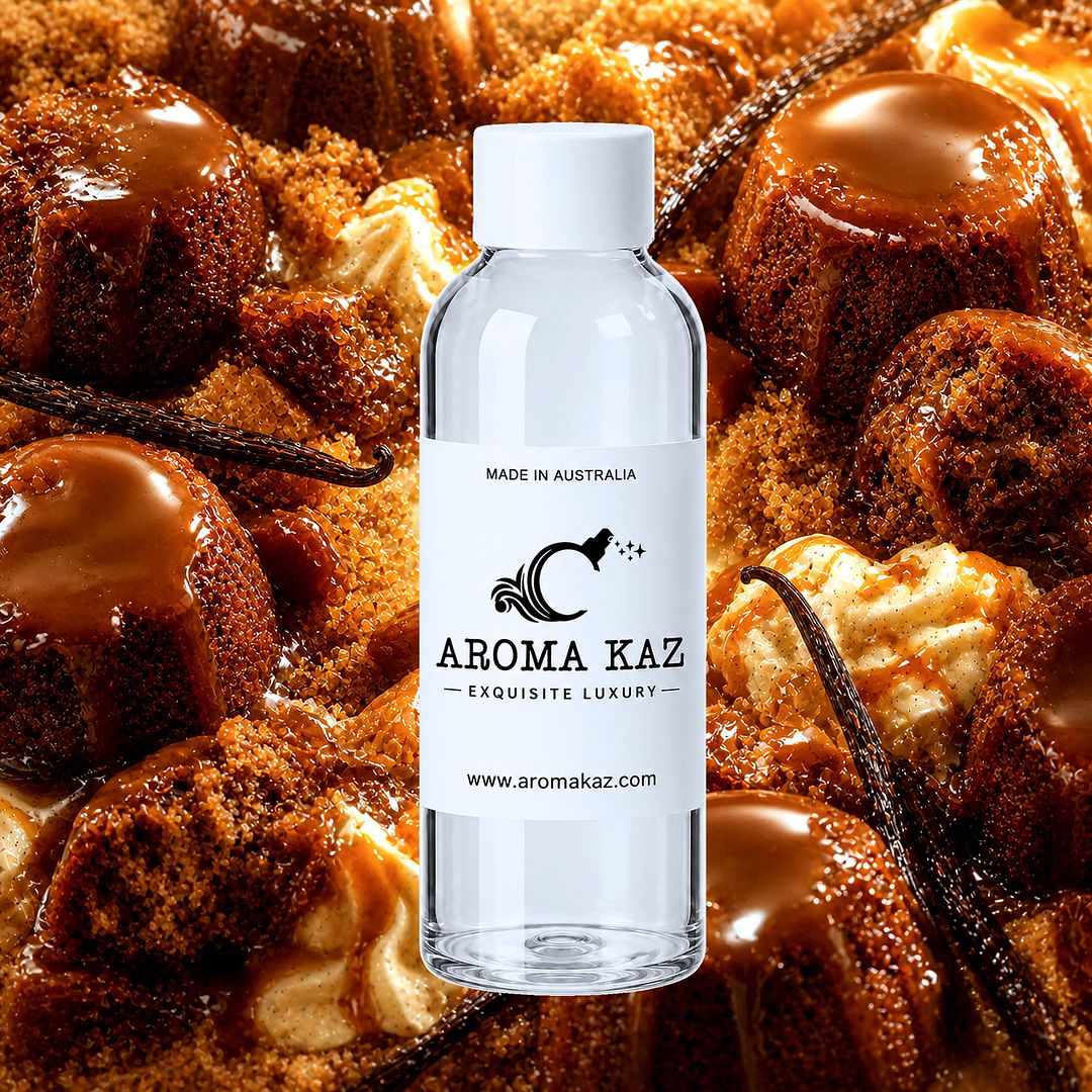 Butterscotch Pudding fragrance oil for candle making, soap making and perfume blending – vegan, cruelty-free featuring rich butterscotch dessert aroma, handmade in Australia.
