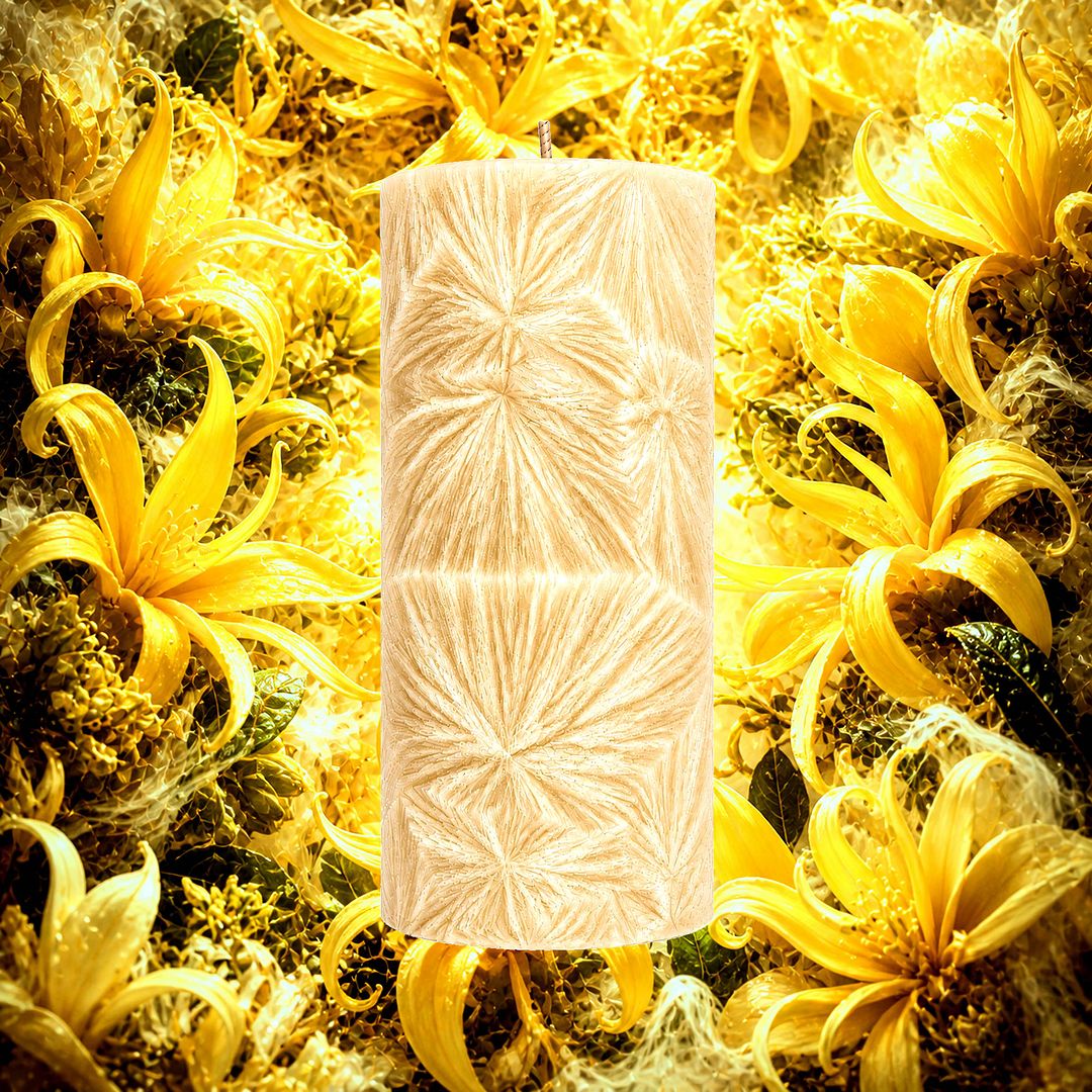Ylang Ylang & Musk plant based Pillar Candle – vegan, cruelty-free featuring sensual ylang ylang and exotic musk, handmade in Australia.