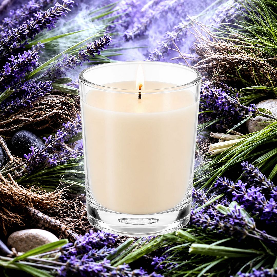 Vetiver & Lavender Scented Votive Candles eco soy plant based – vegan, cruelty-free featuring floral lavender and earthy vetiver, handmade in Australia.