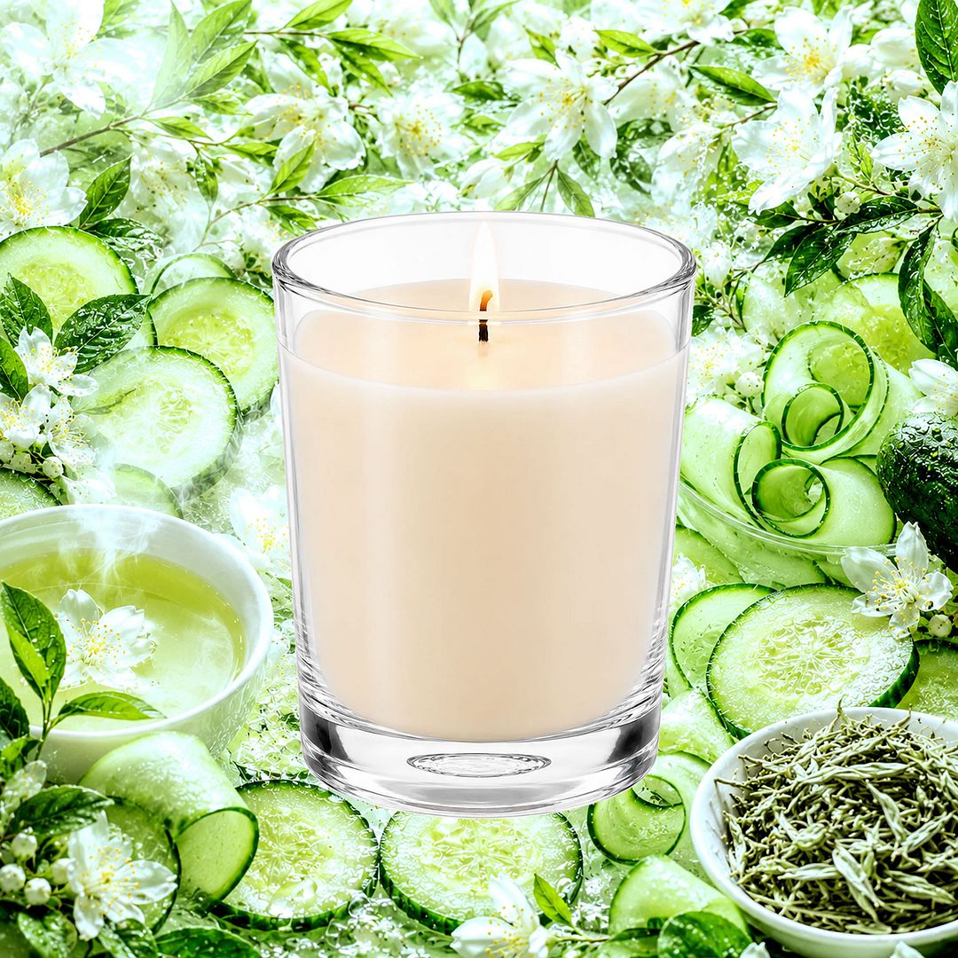 White Tea & Cucumber Scented Votive Candles eco soy plant based – vegan, cruelty-free featuring crisp cucumber and refreshing white tea, handmade in Australia.
