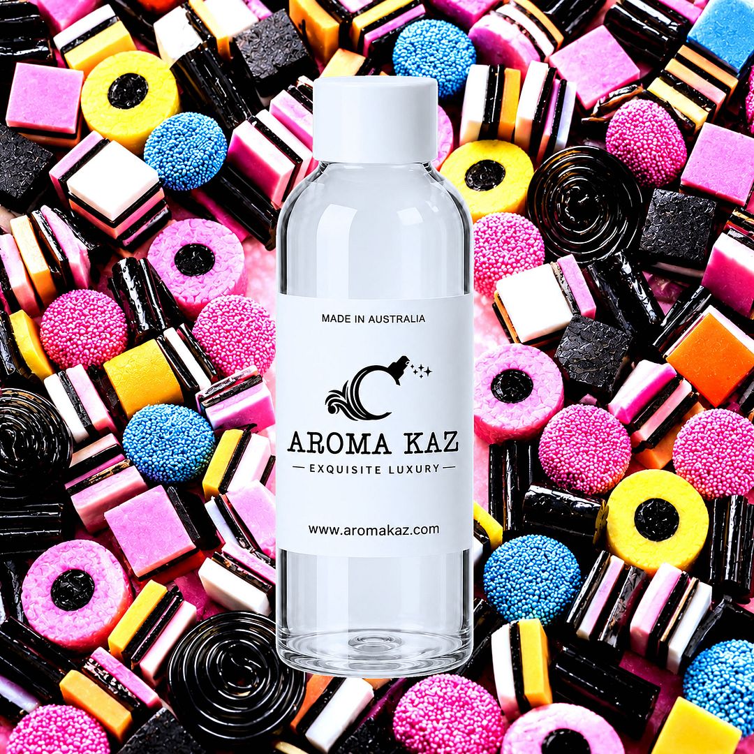 Licorice Allsorts fragrance oil for candle making, soap making and perfume blending – vegan, cruelty-free featuring sweet licorice candy aroma, handmade in Australia.