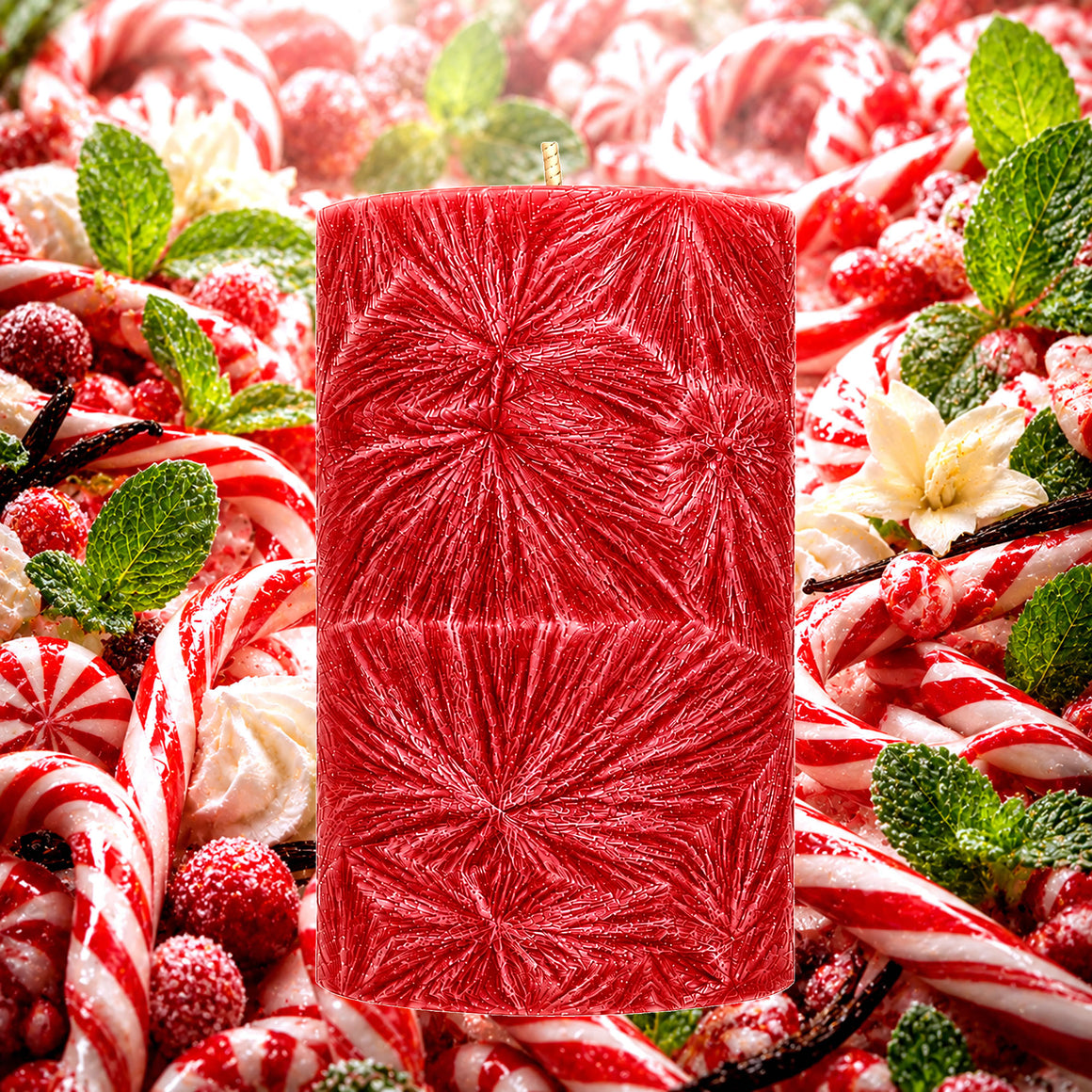Candy Cane Pillar Candle