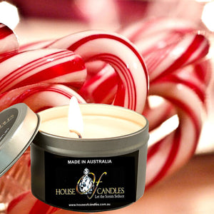 Candy Cane Scented Eco Soy Tin Candles