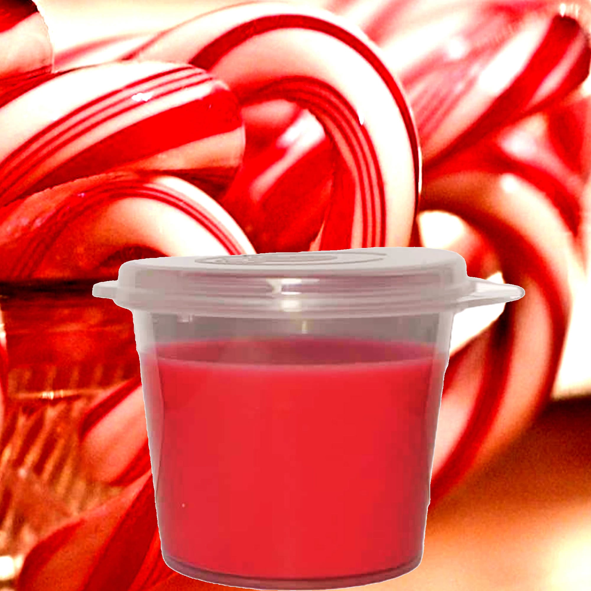 Candy Cane Soy Candle Melt Shot Pots – Plant-Based, Vegan, Cruelty-Free, Hand-Poured