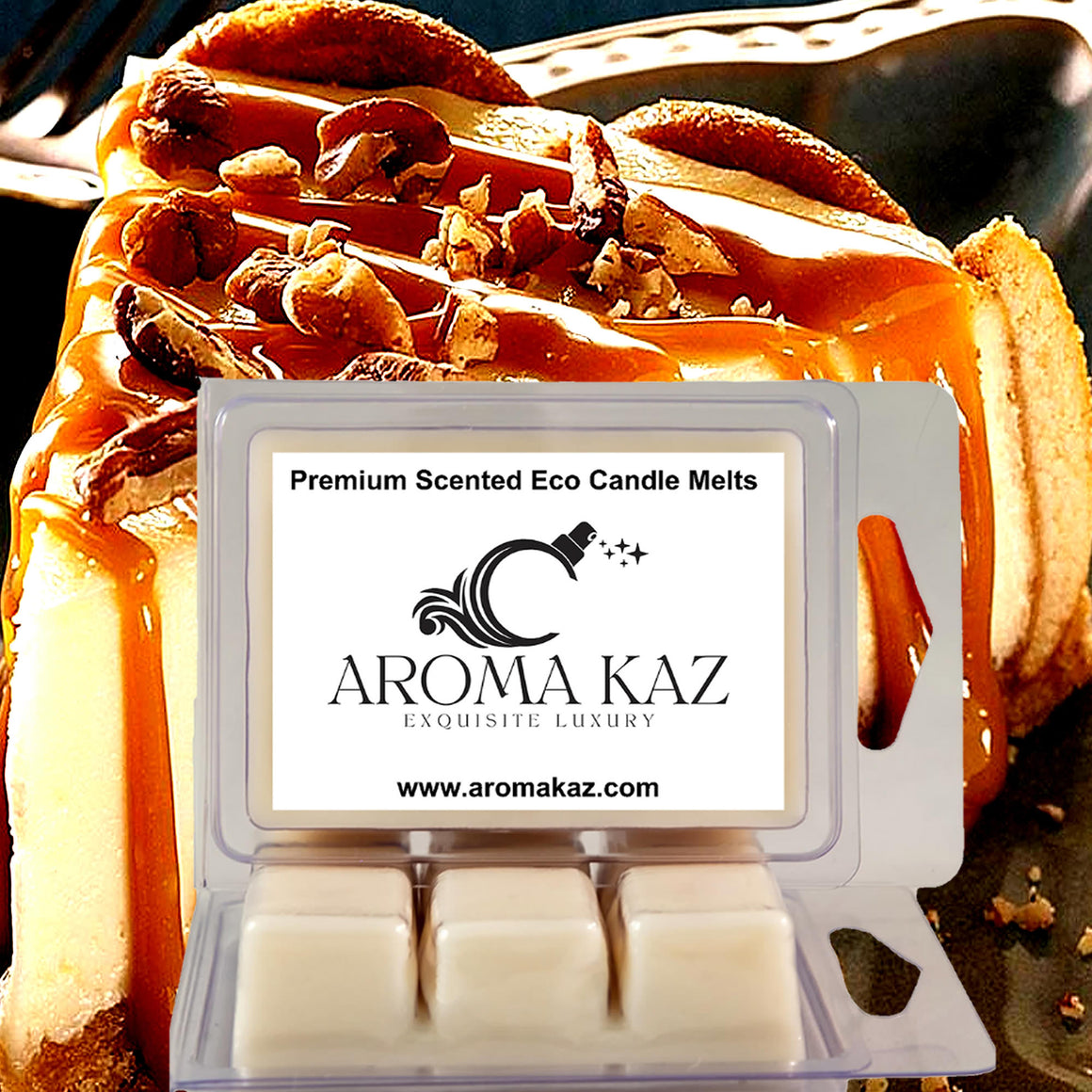 Caramel Cheesecake eco soy wax melts – vegan, cruelty-free featuring creamy caramel dessert aroma, handmade in Australia.