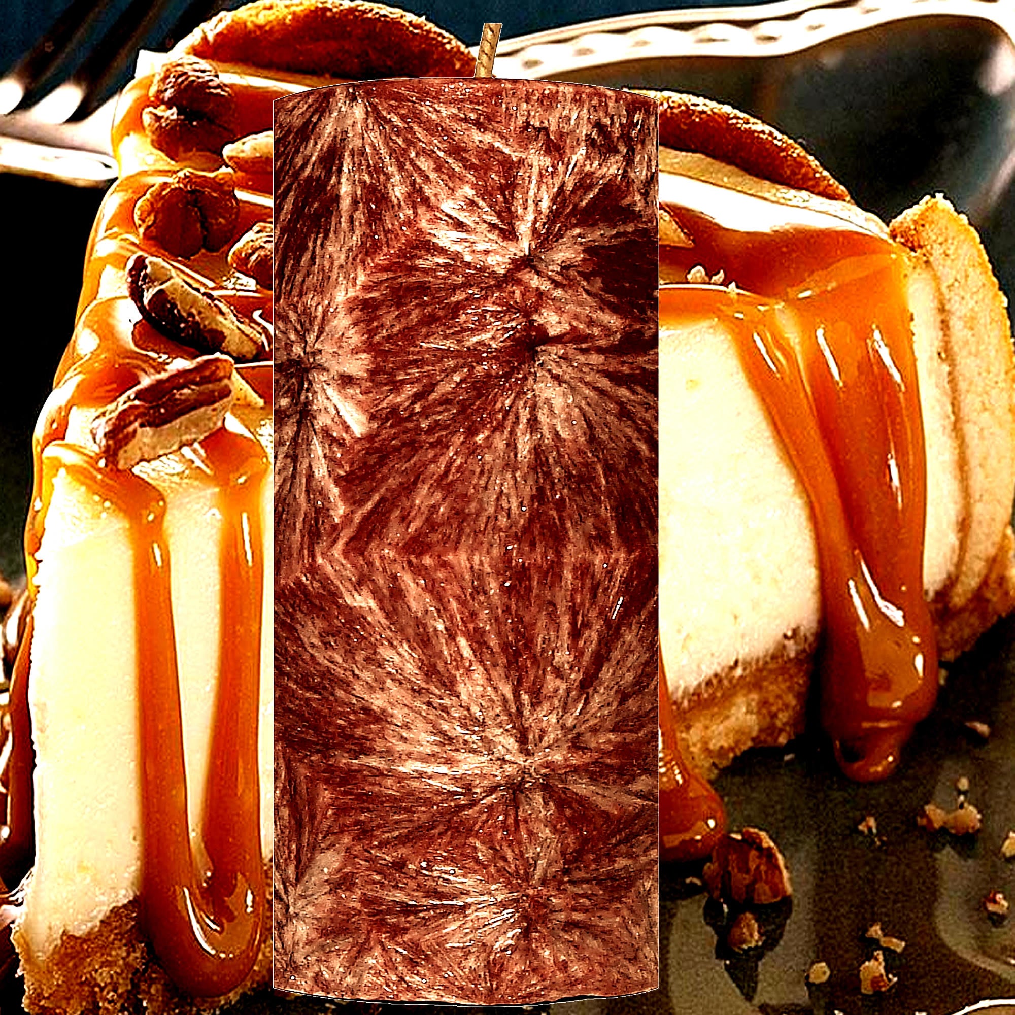 Caramel Cheesecake Pillar Candle – Plant-Based, Eco-Friendly, Vegan, Cruelty Free